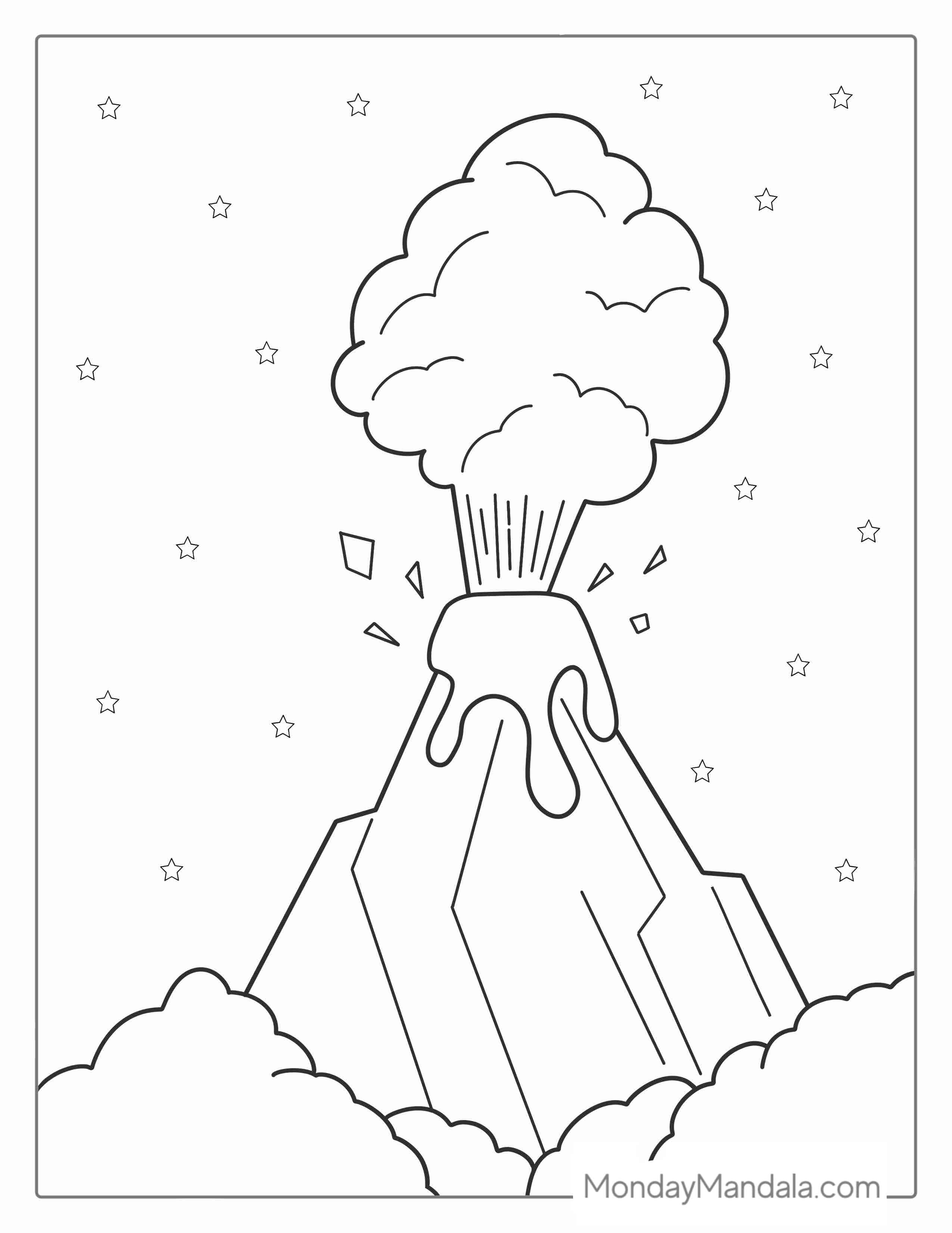 Volcano Coloring Pages Free PDF Printable coloring page