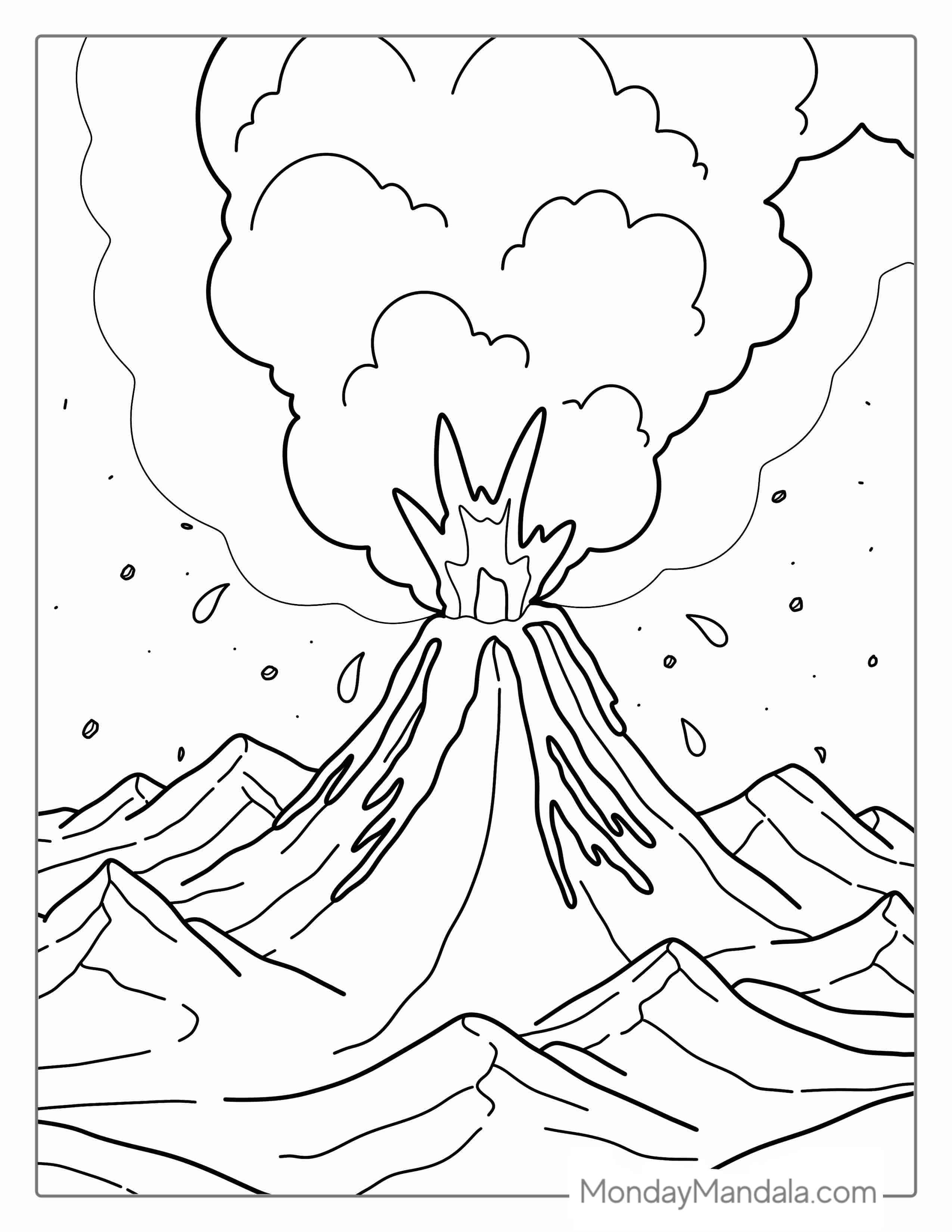 Volcano Coloring Pages Free PDF Printable - coloring page