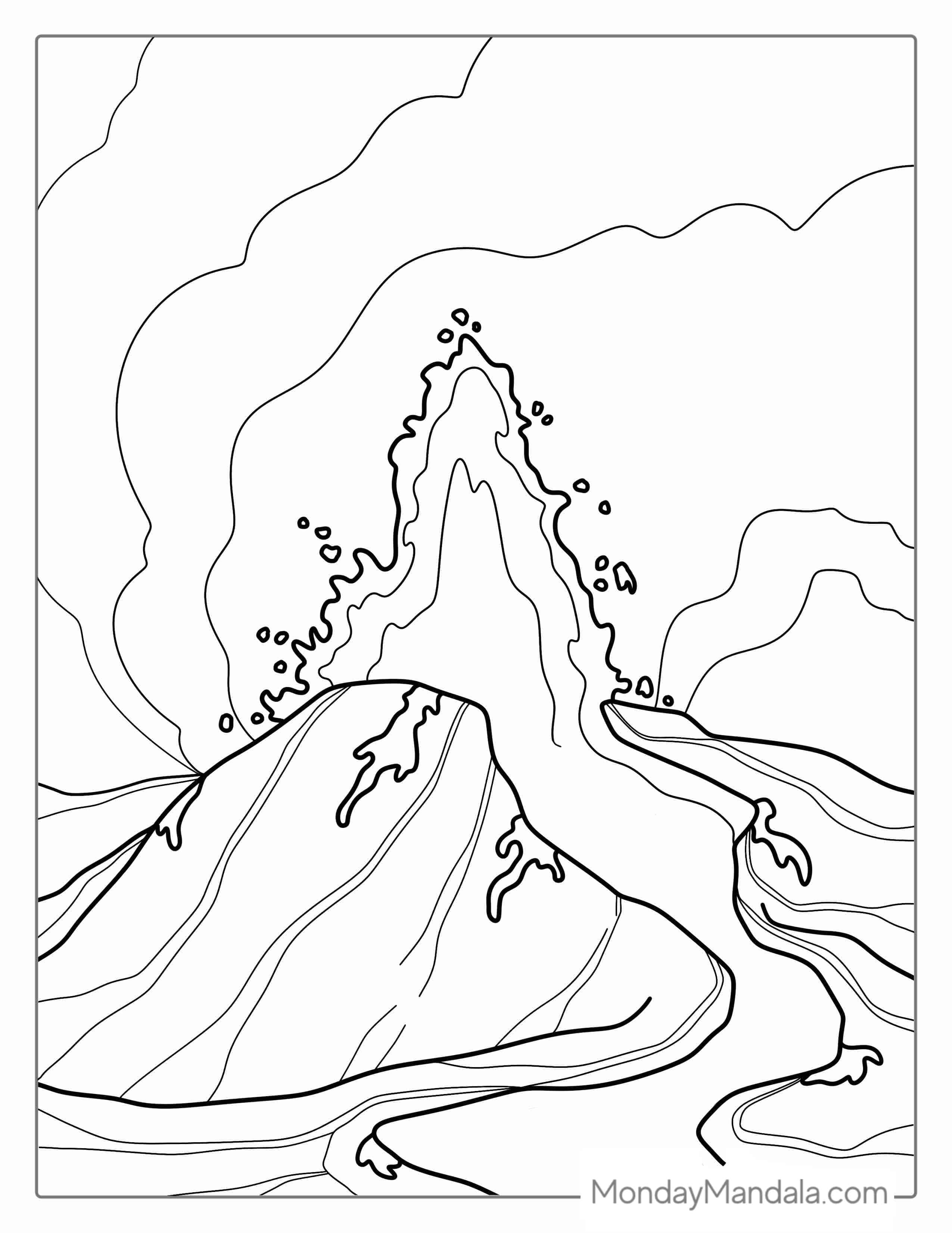Volcano Coloring Pages Free PDF Printable coloring page