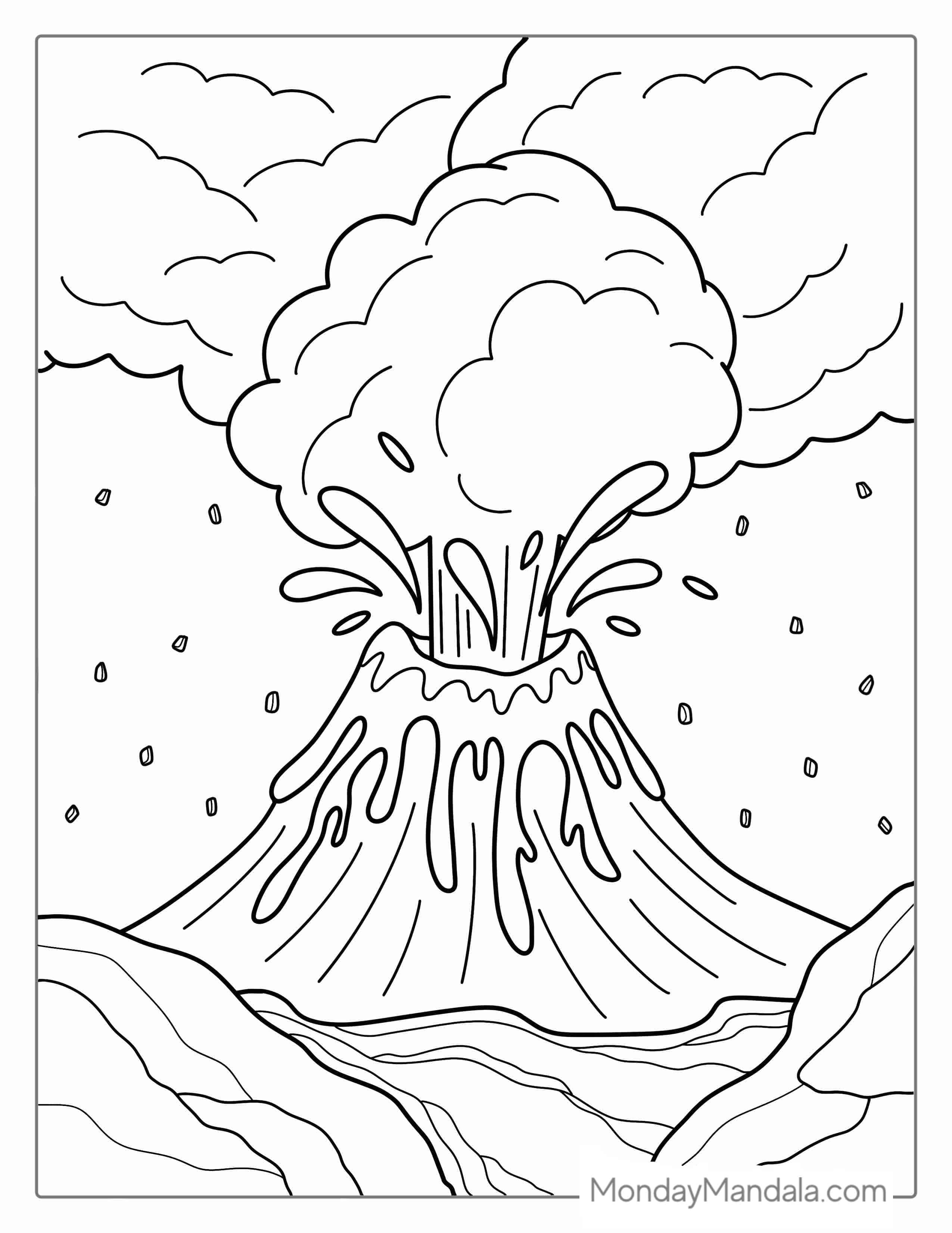 Volcano Coloring Pages Free PDF Printable coloring page