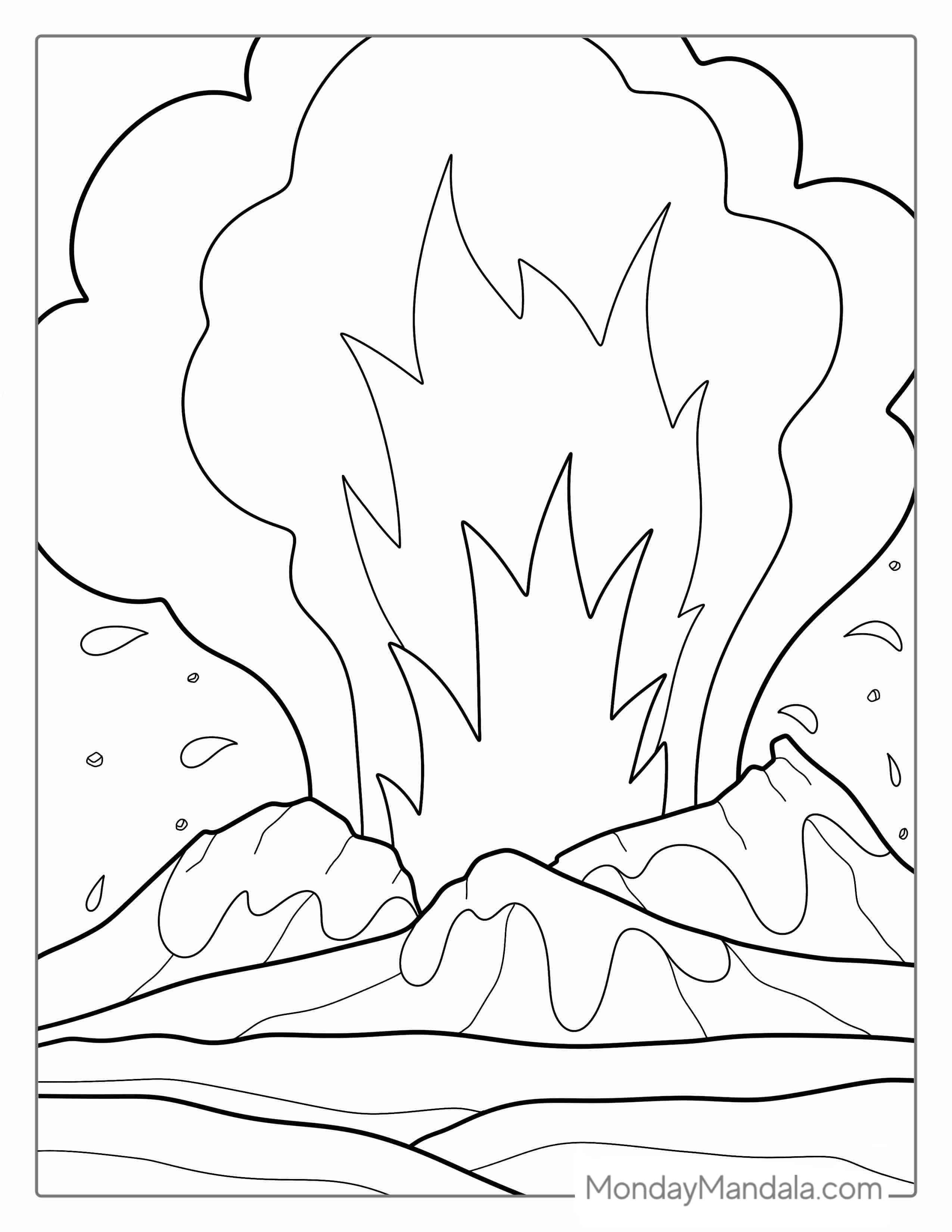 Volcano Coloring Pages Free PDF Printable coloring page