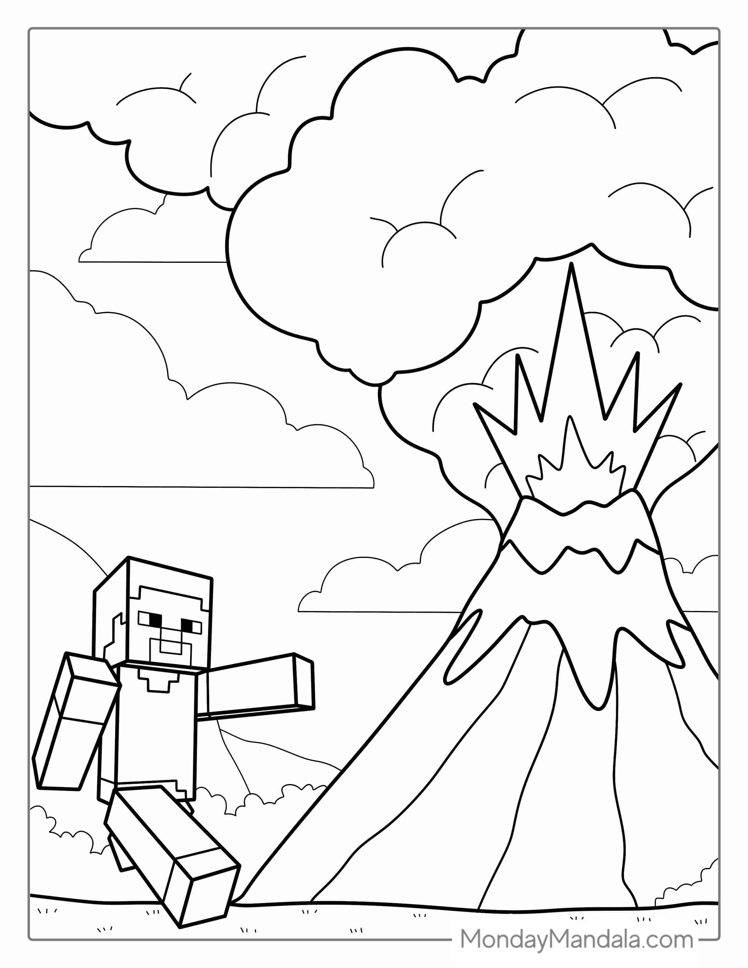 Volcano Coloring Pages Free PDF Printable coloring page