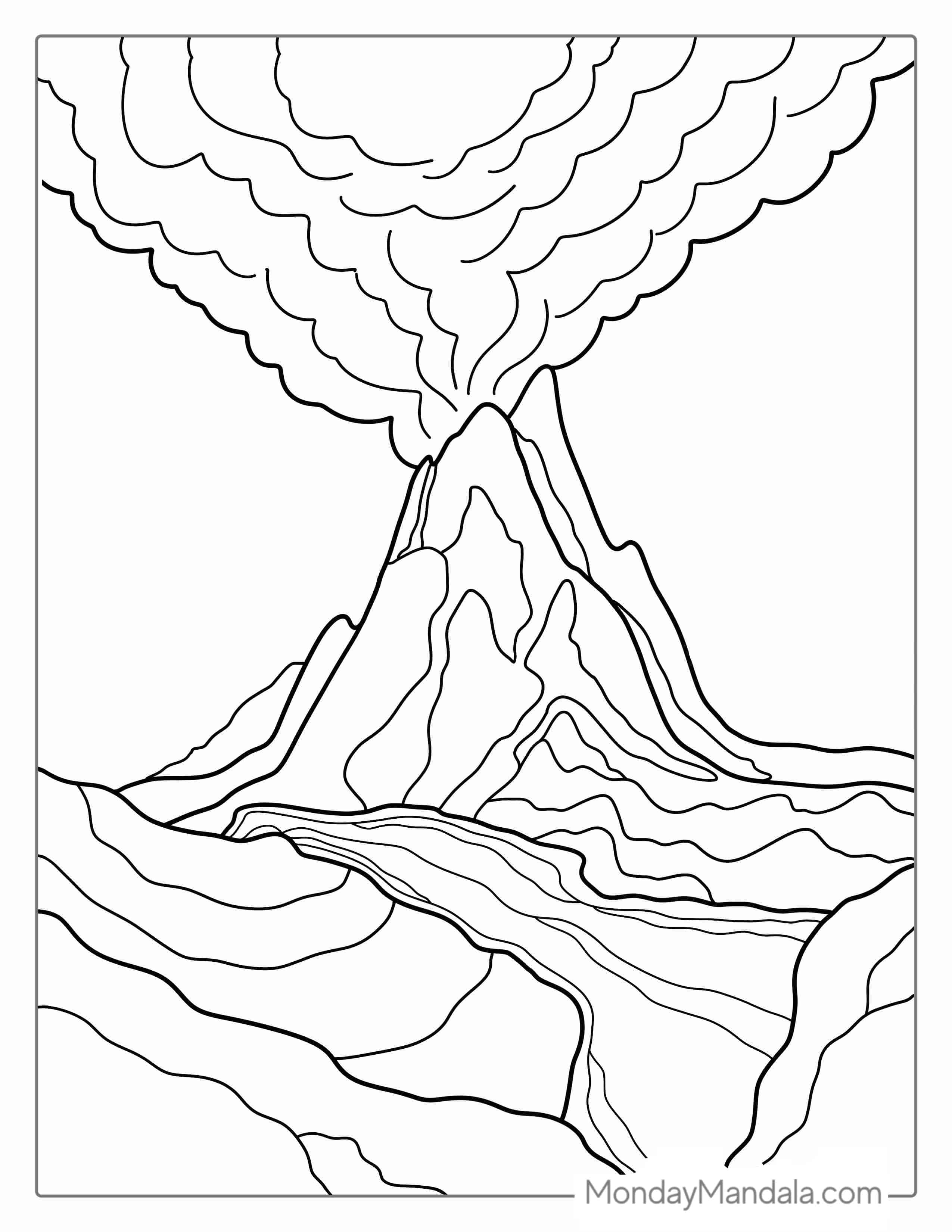 Volcano Coloring Pages Free PDF Printable coloring page