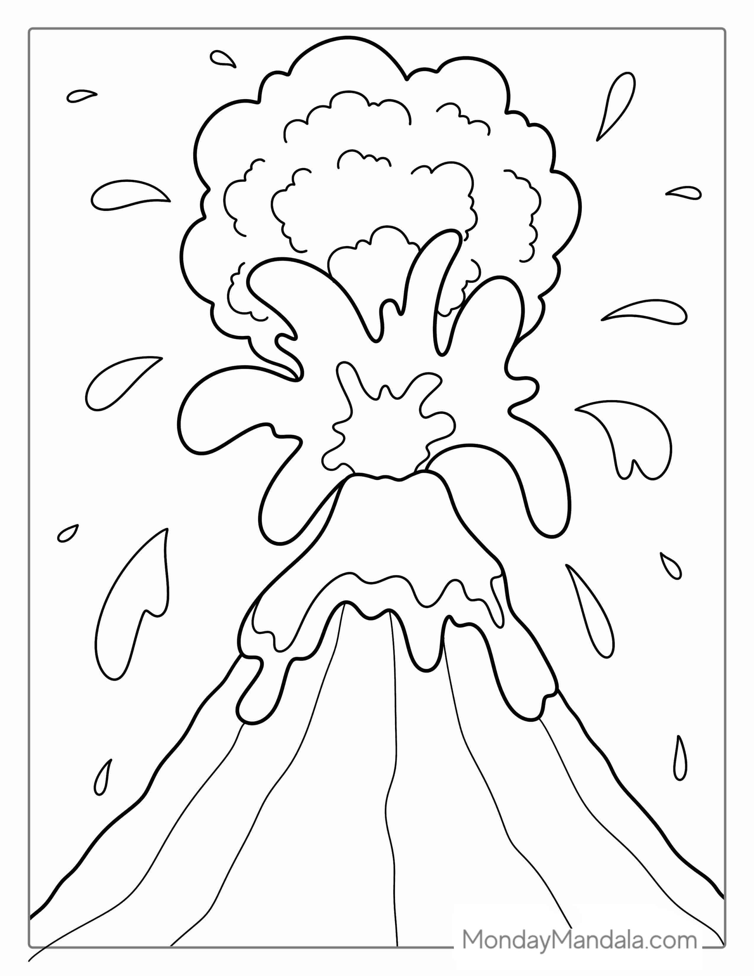 Volcano Coloring Pages Free PDF Printable coloring page