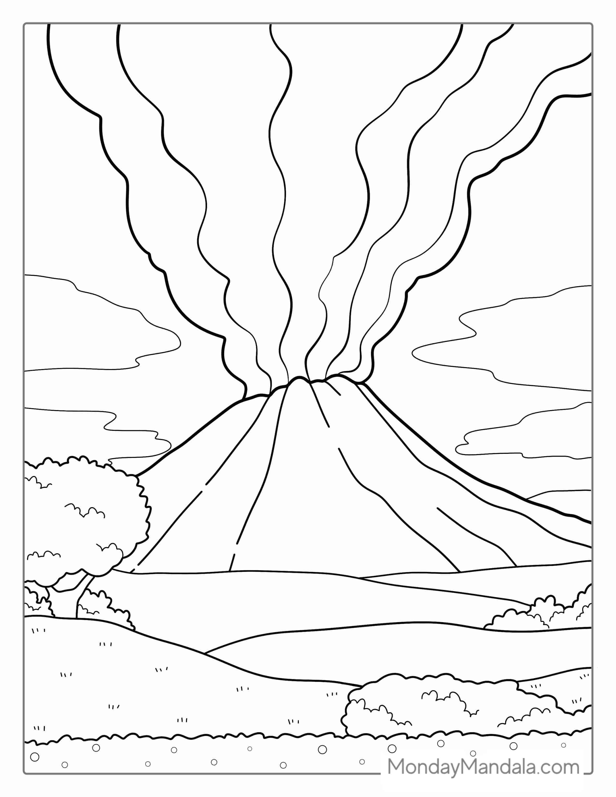 Volcano Coloring Pages Free PDF Printable coloring page