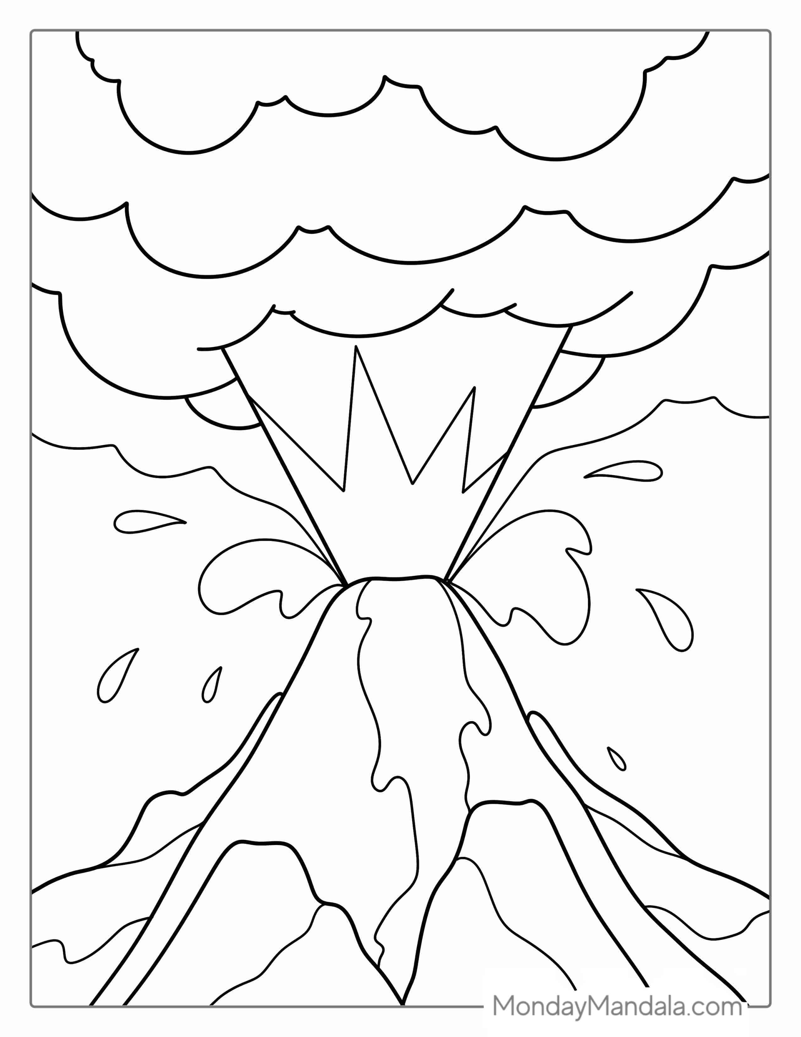 Volcano Coloring Pages Free PDF Printable - coloring page
