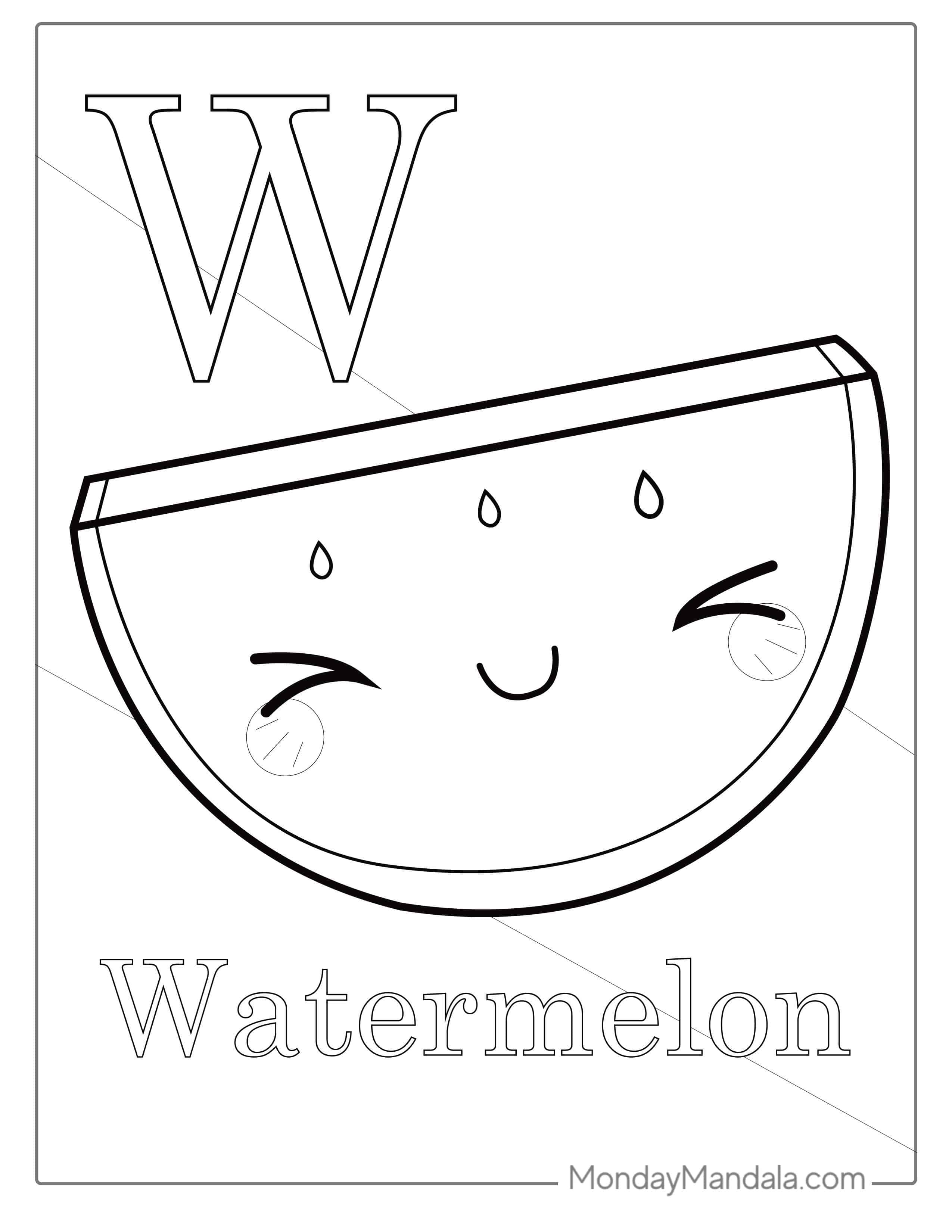 Outline Of Simple Watermelon For Preschoolers coloring page