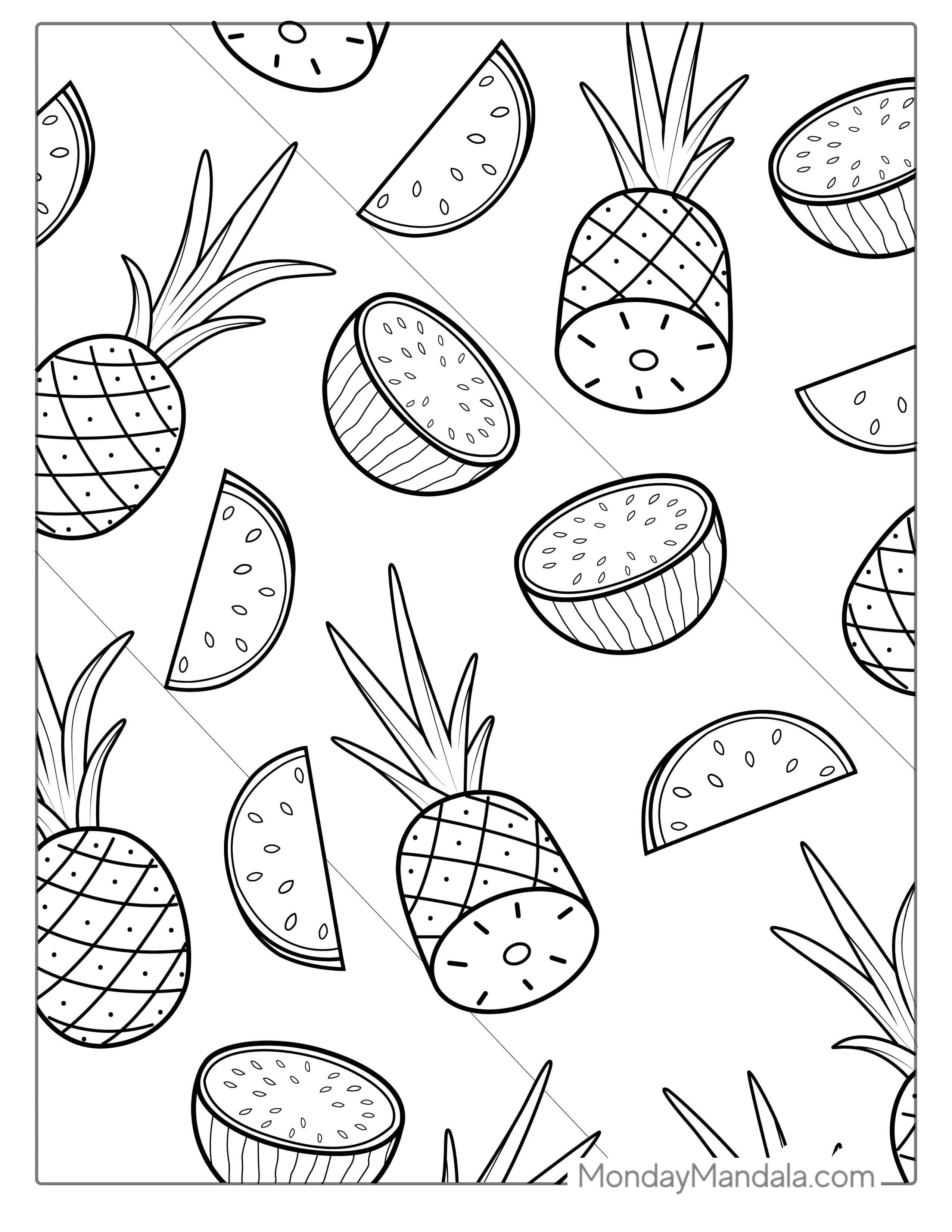Pineapple And Watermelon Coloring Page coloring page