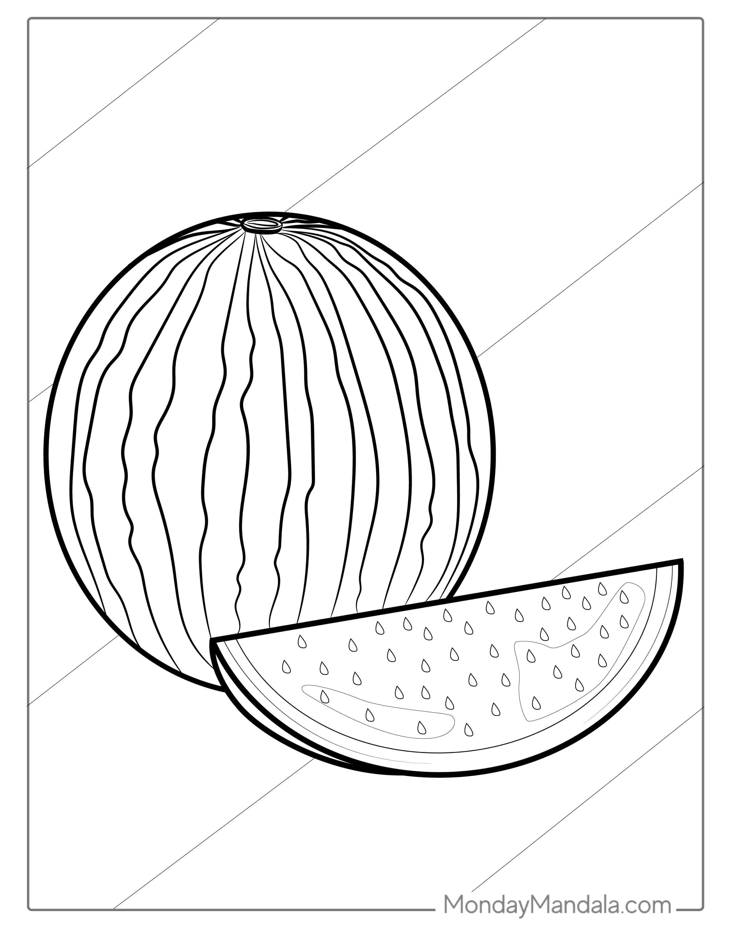 Simple Watermelon Coloring For Toddlers coloring page