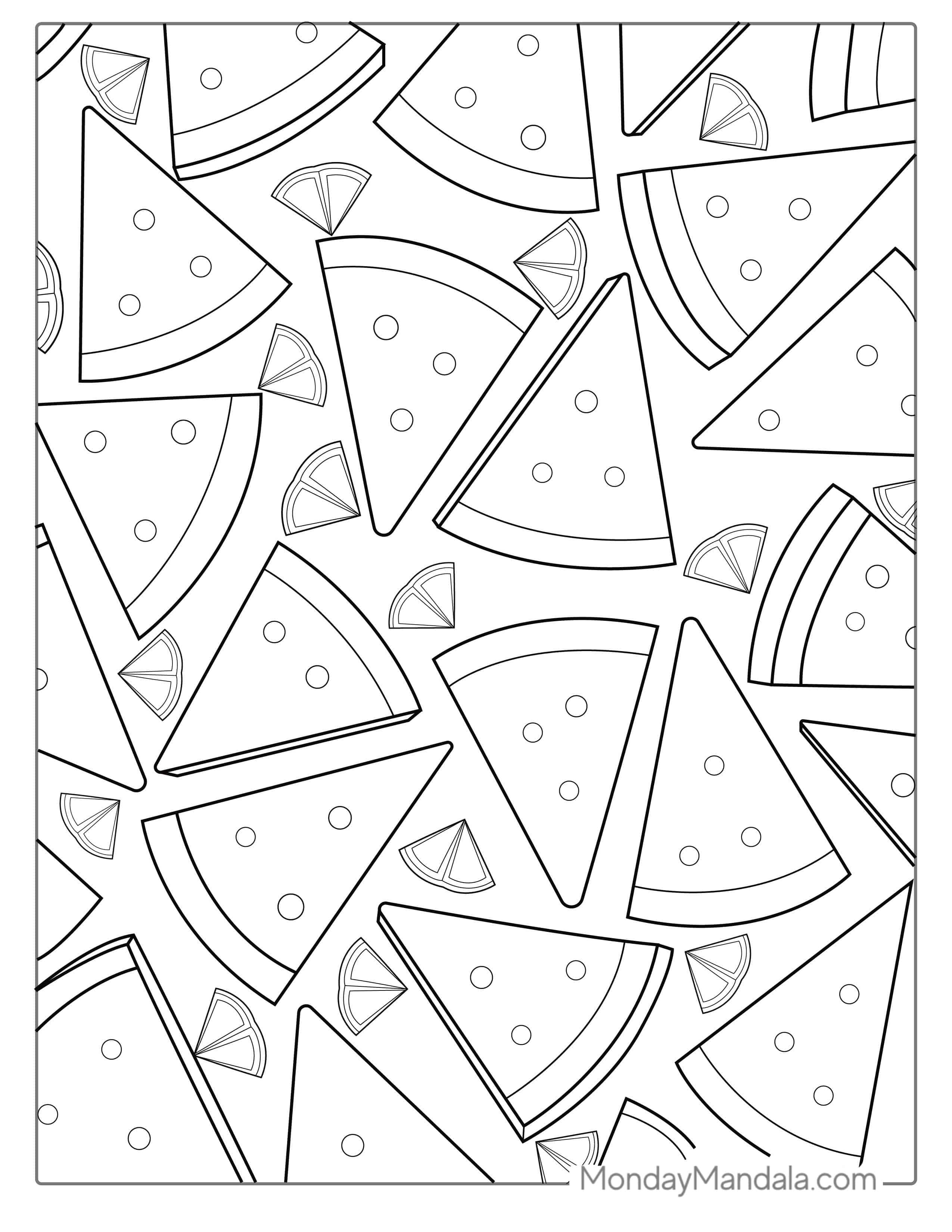 Slices Of Watermelon To Color coloring page