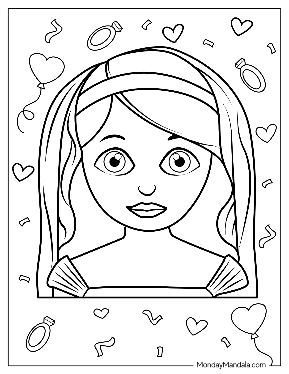 Bride Emoji Wedding Coloring Page coloring page