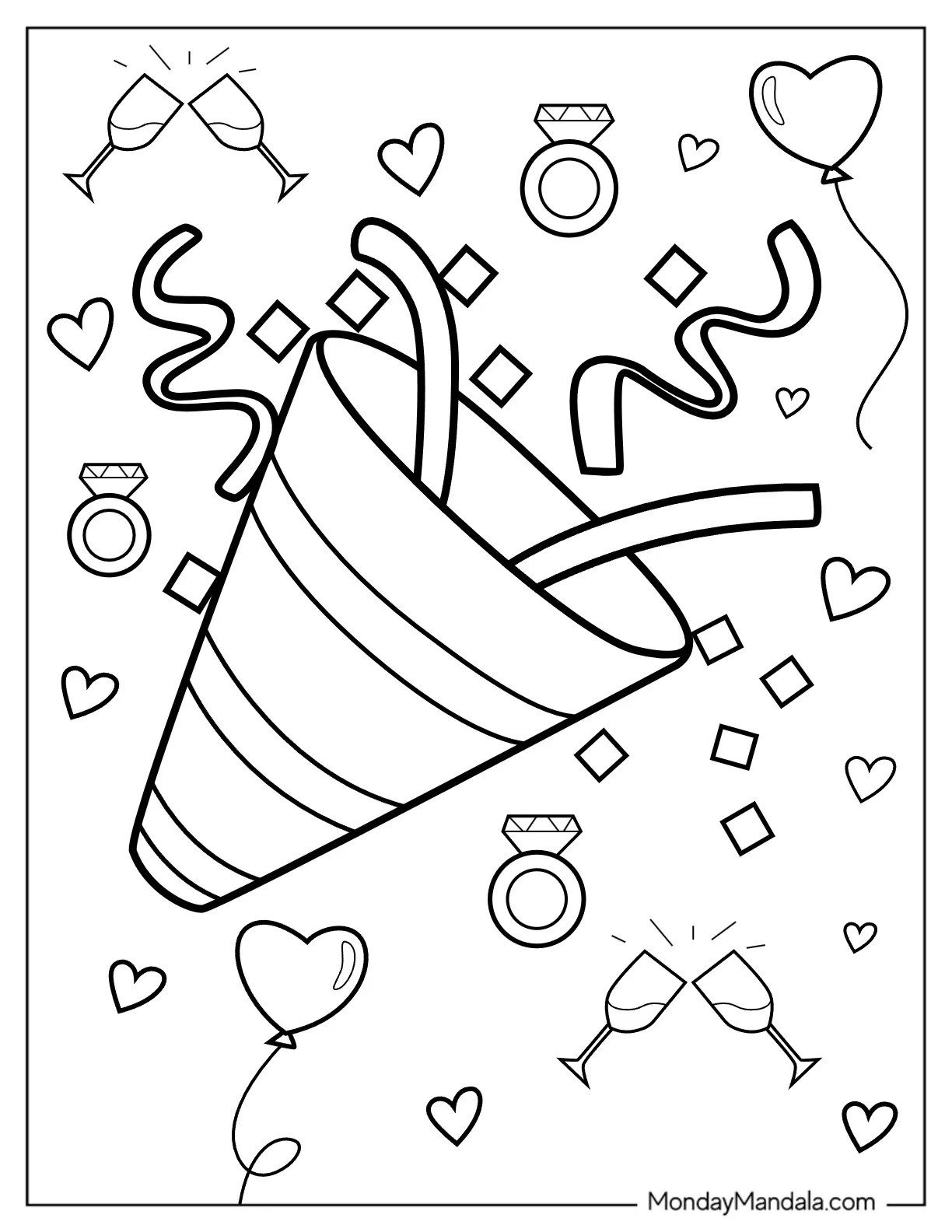 Confetti Emoji Wedding Coloring Page coloring page
