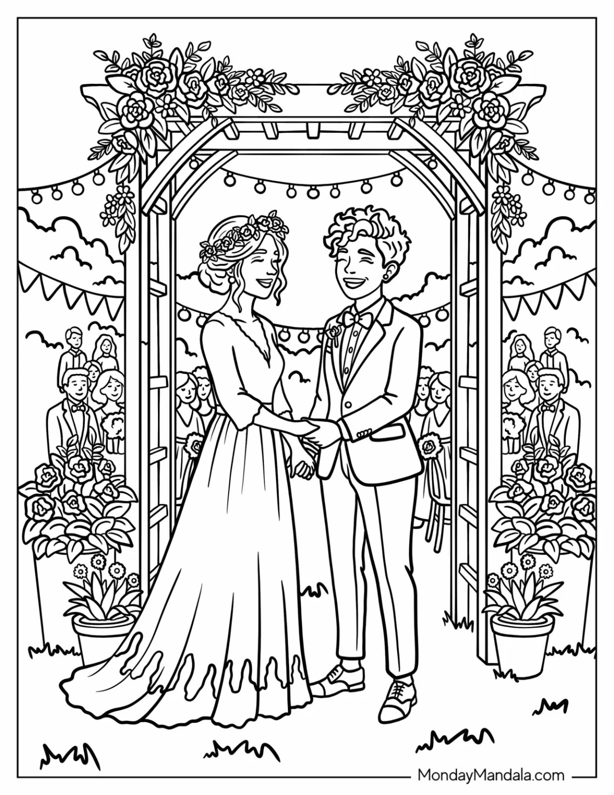 Queer Couple in Simple Wedding Ceremony coloring page