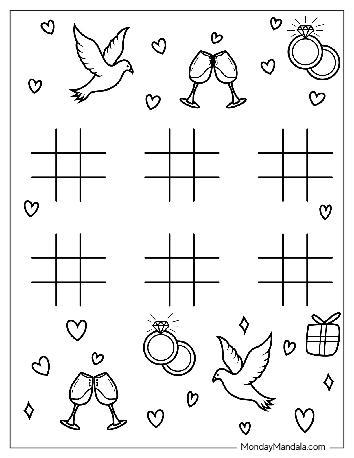 Tic Tac Toe Wedding Coloring Page coloring page