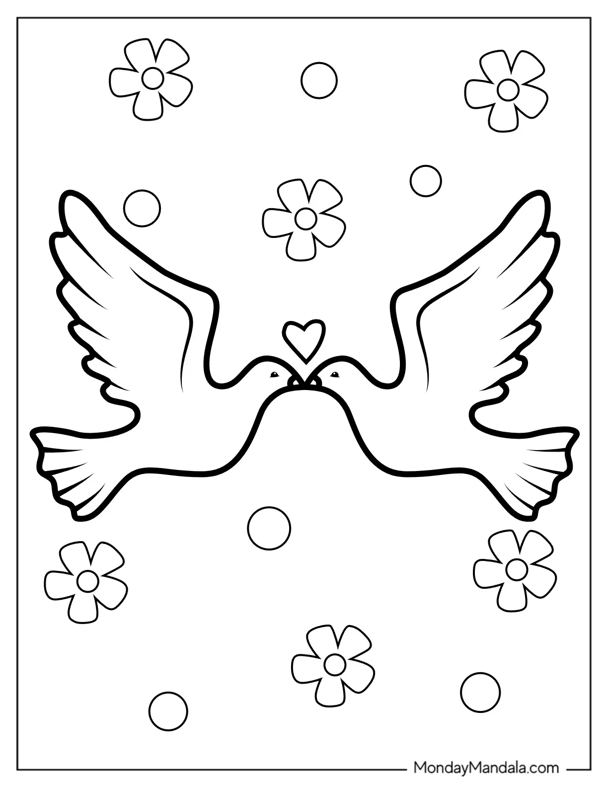 Wedding Coloring Page Doves Kissing coloring page