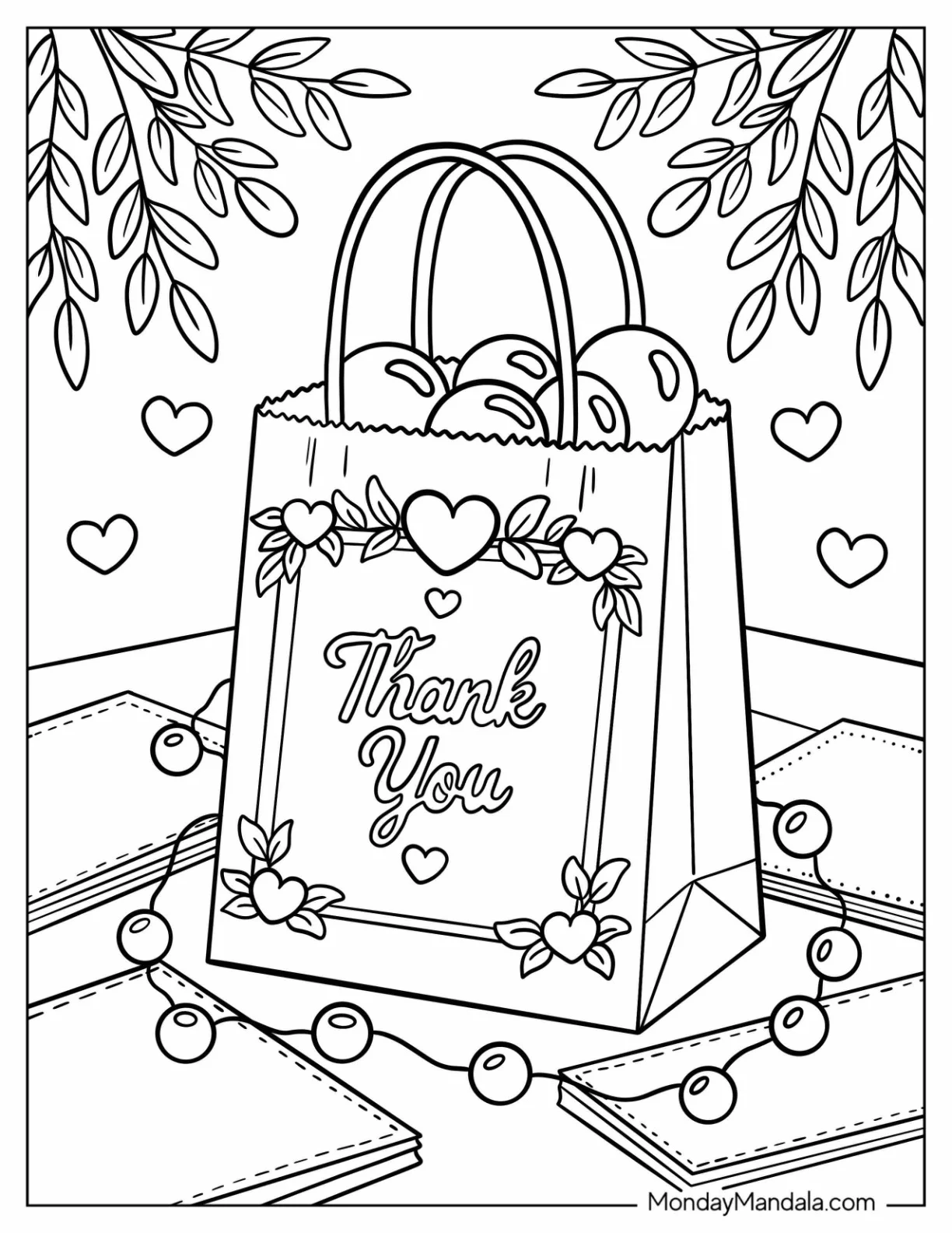Wedding Coloring Page Favor Thank You Gift Bag coloring page