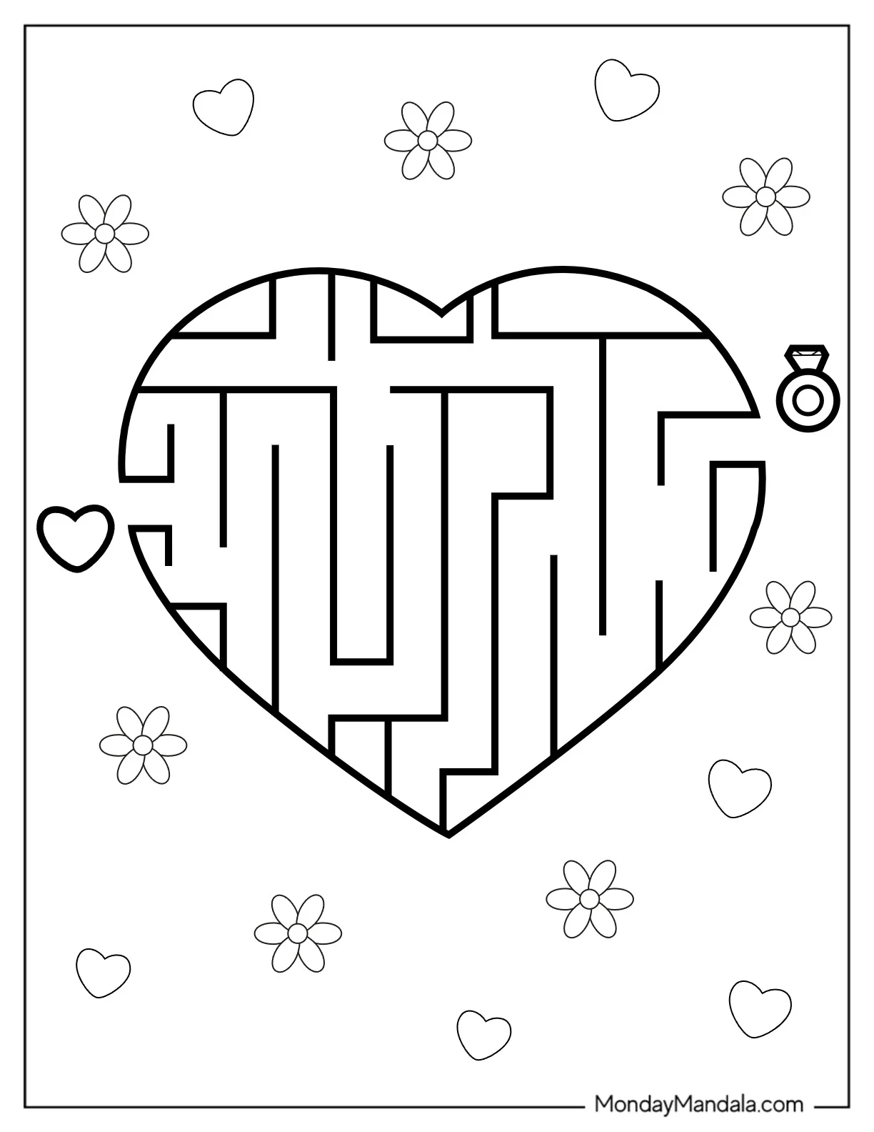 Wedding Coloring Page Heart Maze Game coloring page