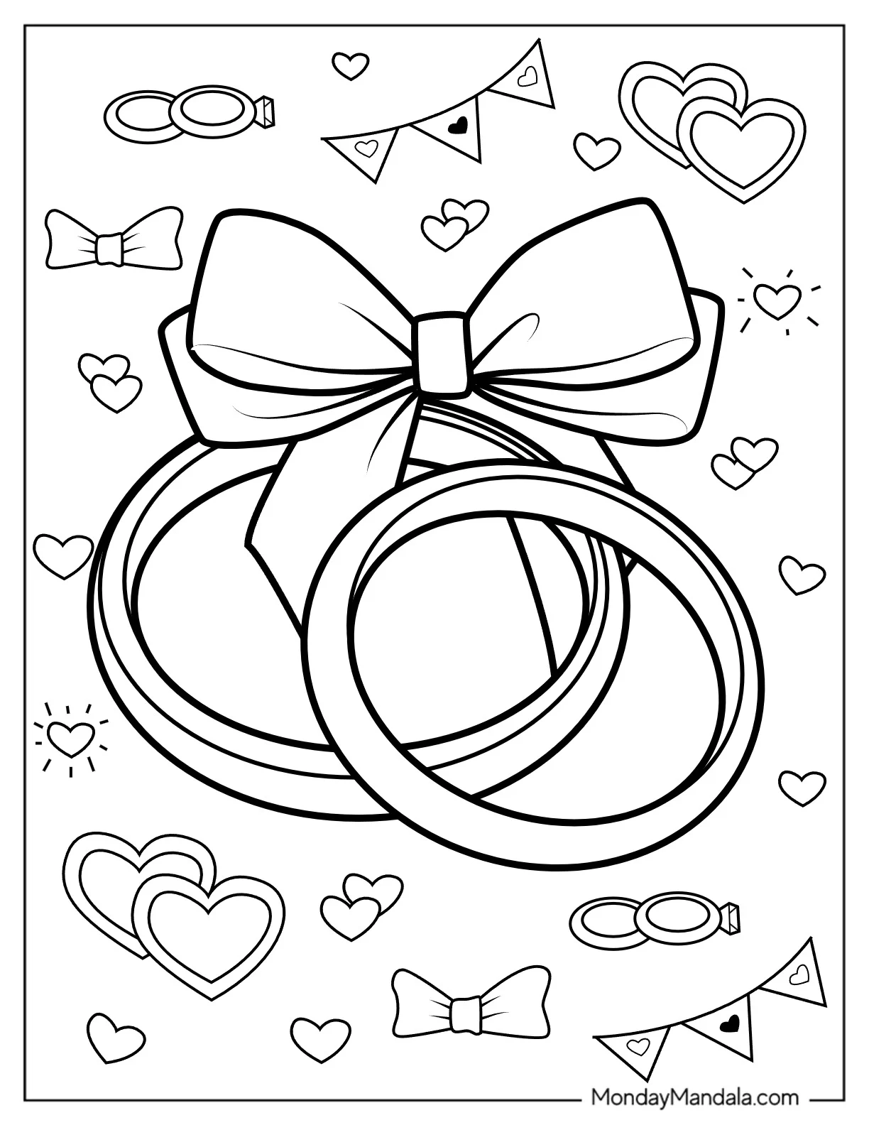 Wedding Coloring Page Rings With Bow coloring page