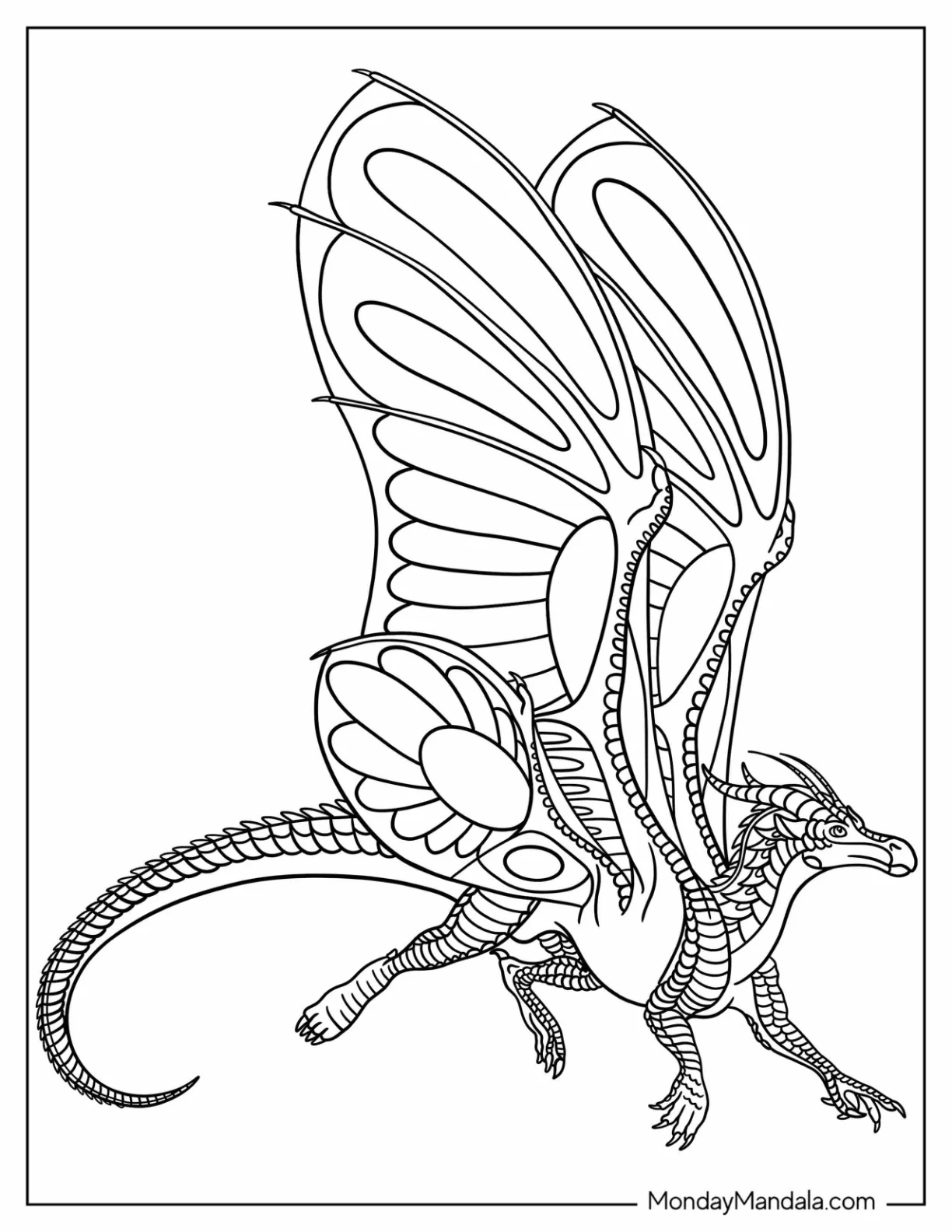 Detailed SilkWing From Wings Of Fire Coloring Page coloring page