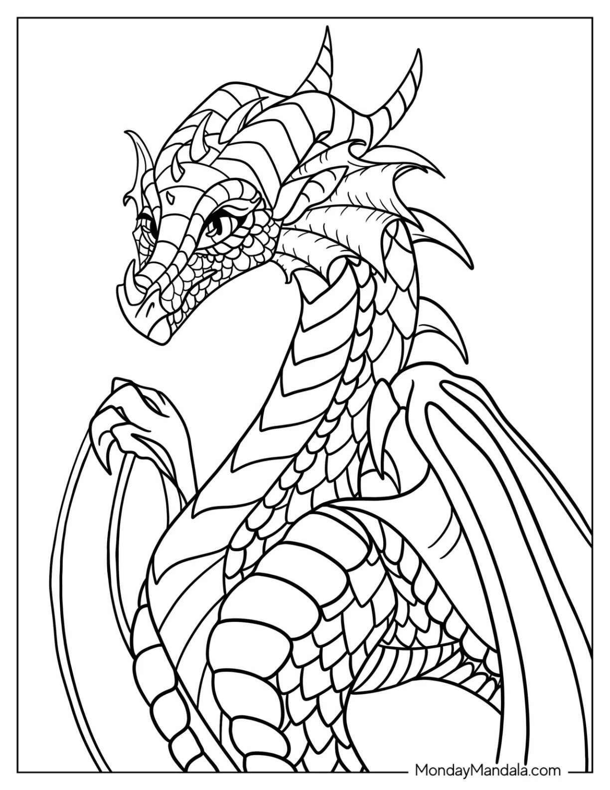 Wings Of Fire Coloring Page Of Close Up Of Glory The RainWing coloring page — printable line art