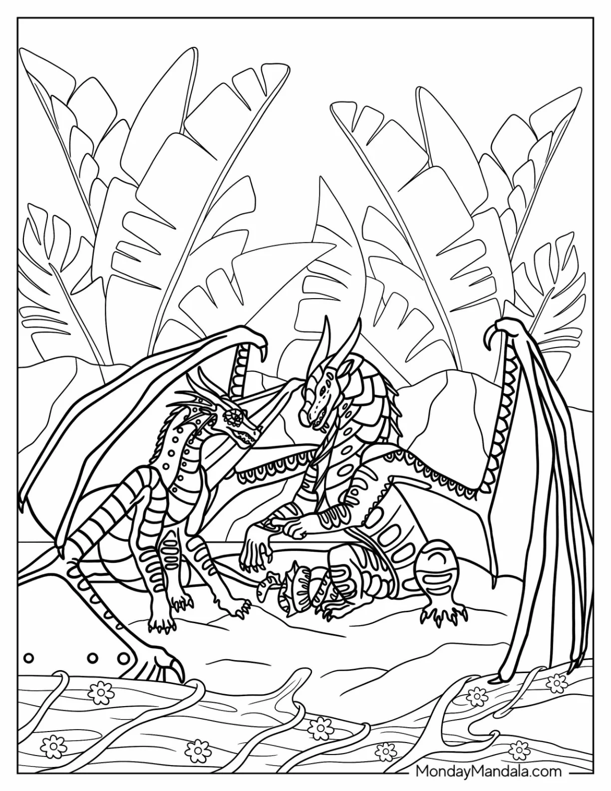 Wings Of Fire Coloring Page Of Friendly Dragons coloring page