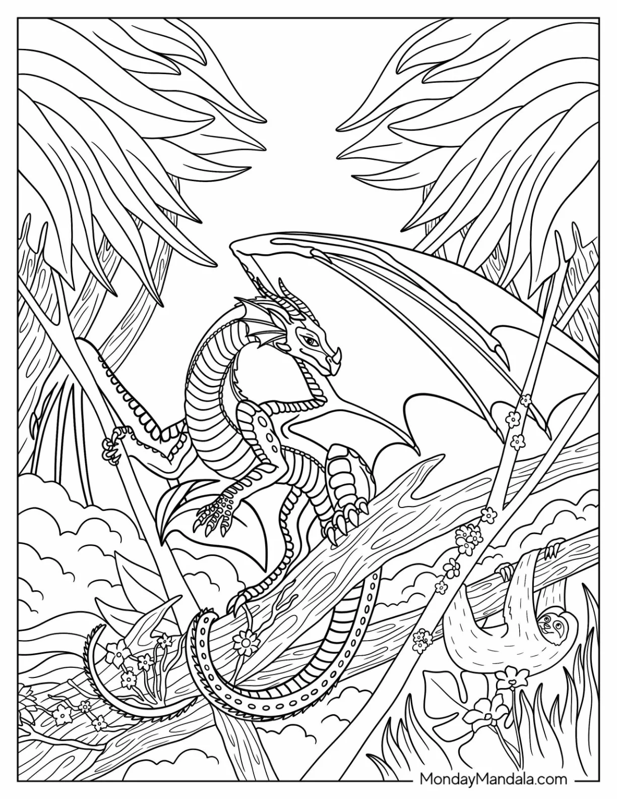 Wings Of Fire Coloring Page Of Glory On Tree Branch coloring page