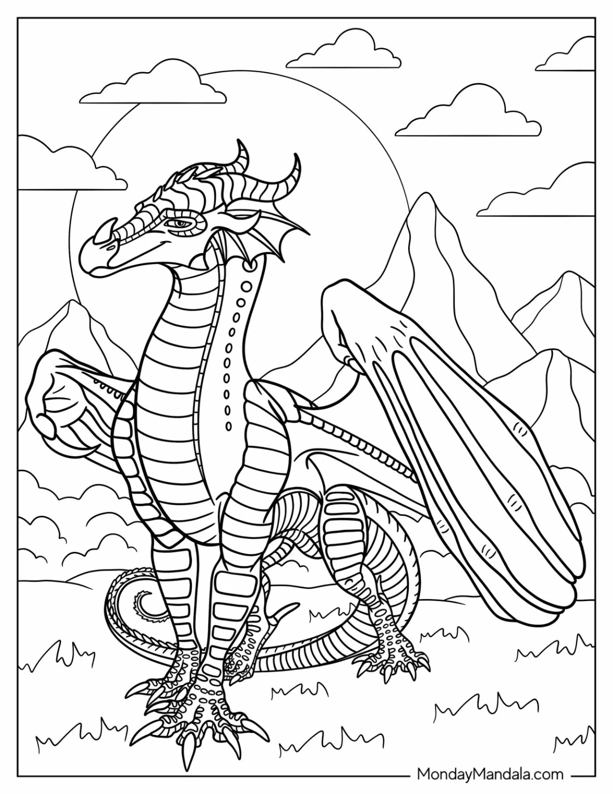 Wings Of Fire Coloring Page Of Glory The RainWing coloring page — printable line art