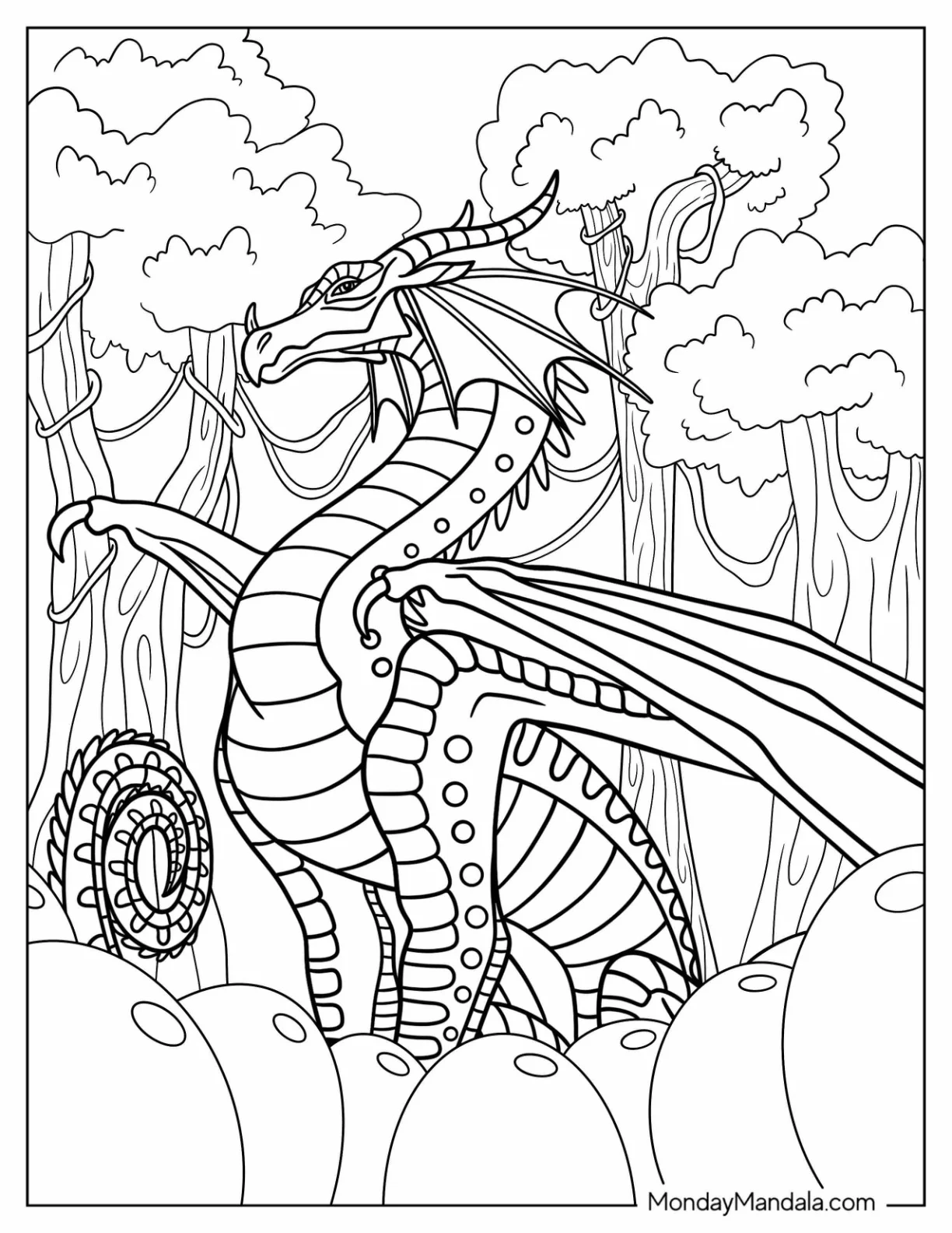 Wings Of Fire Coloring Page Of Queen Grandeur In The Forest coloring page — printable line art
