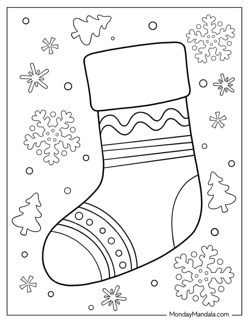 Christmas Stockings Coloring In For Preschoolers coloring page