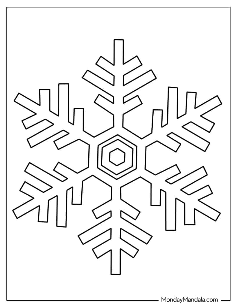Easy Snowflake Coloring Sheet coloring page
