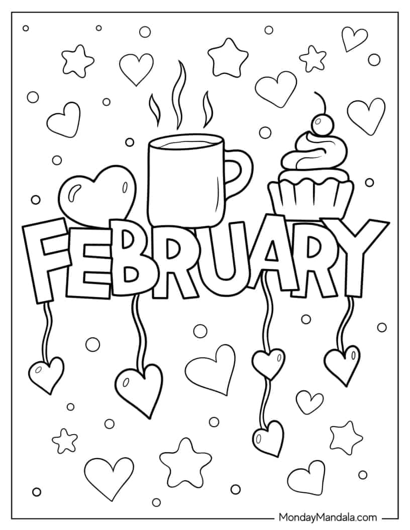 February Winter Valentines Coloring Sheet coloring page