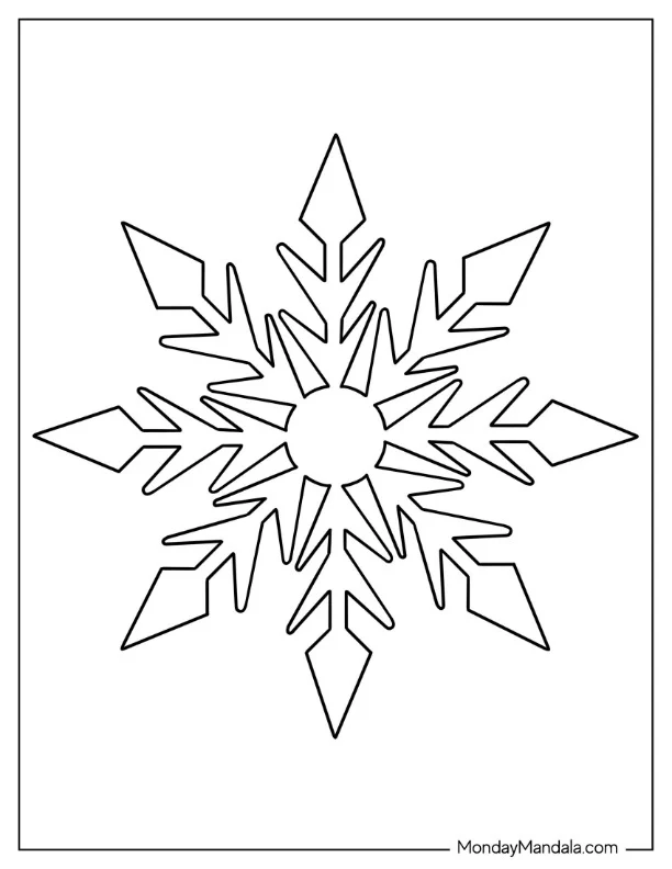 Pointed Snowflake Coloring In coloring page