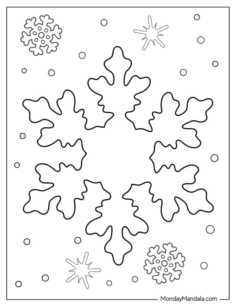 Snowflake Outline Coloring In For Kids coloring page