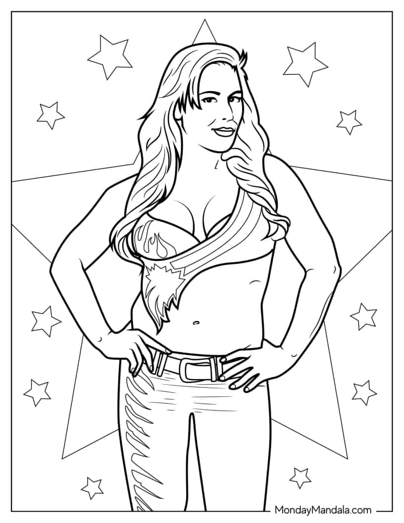 Charlotte Flair Female WWE Wrestler To Color coloring page — printable line art