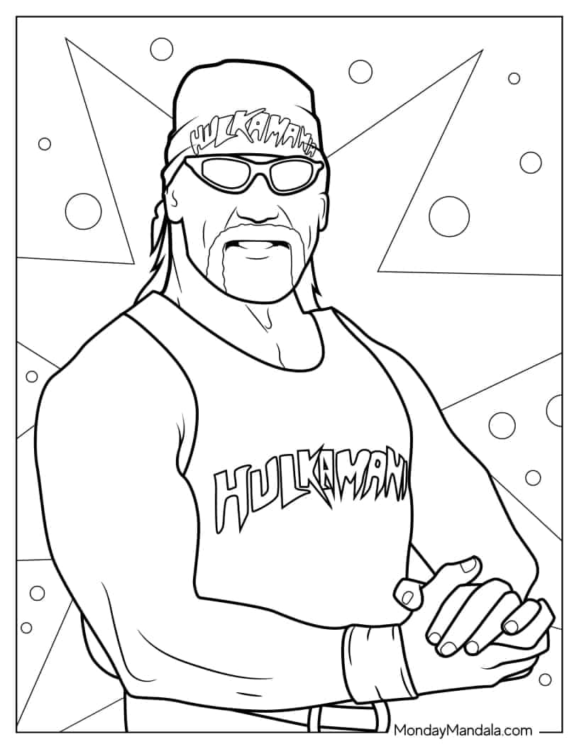 Coloring Page Of Hulk Hogan WWE coloring page — printable line art