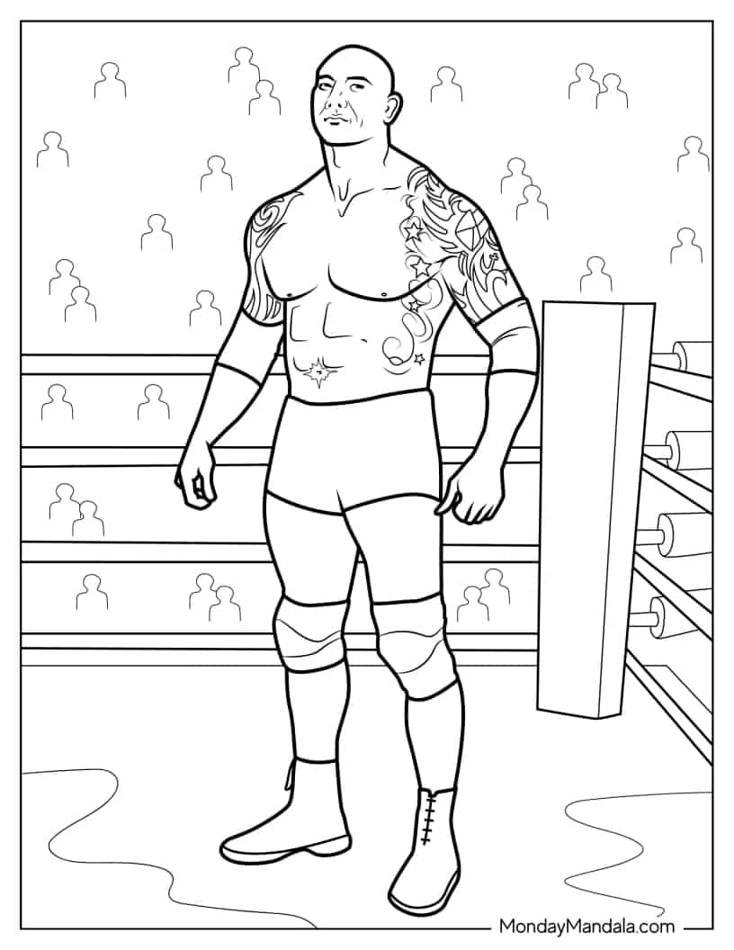 Dave Bautista Standing In The Ring coloring page — printable line art