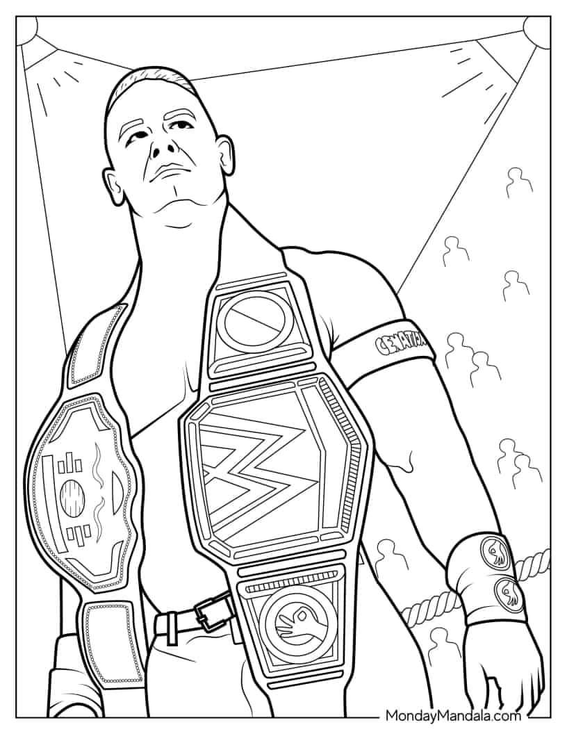 John Cena WWE Wrestler Coloring Sheet coloring page
