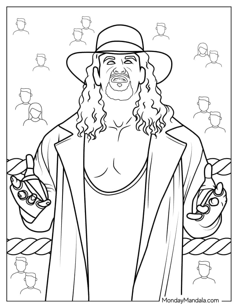 Simple To Color Drawing Of The Undertaker For Kids coloring page