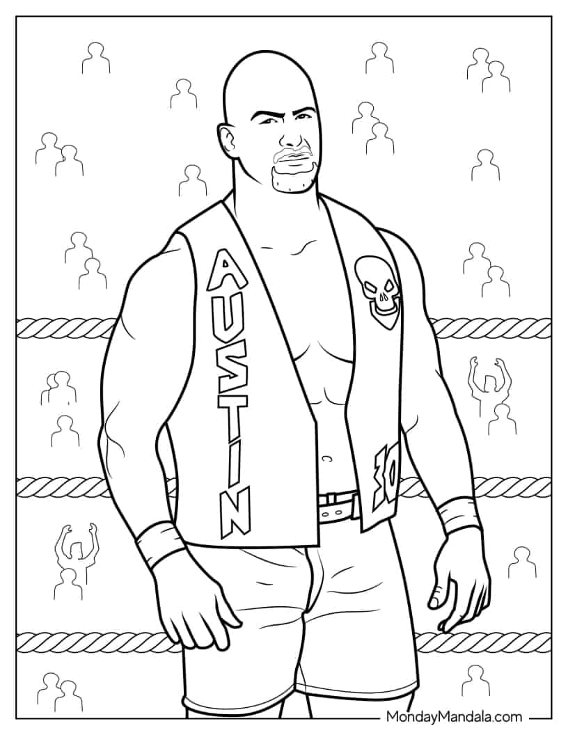 Stone Cold Steve Austin Coloring Sheet coloring page — printable line art