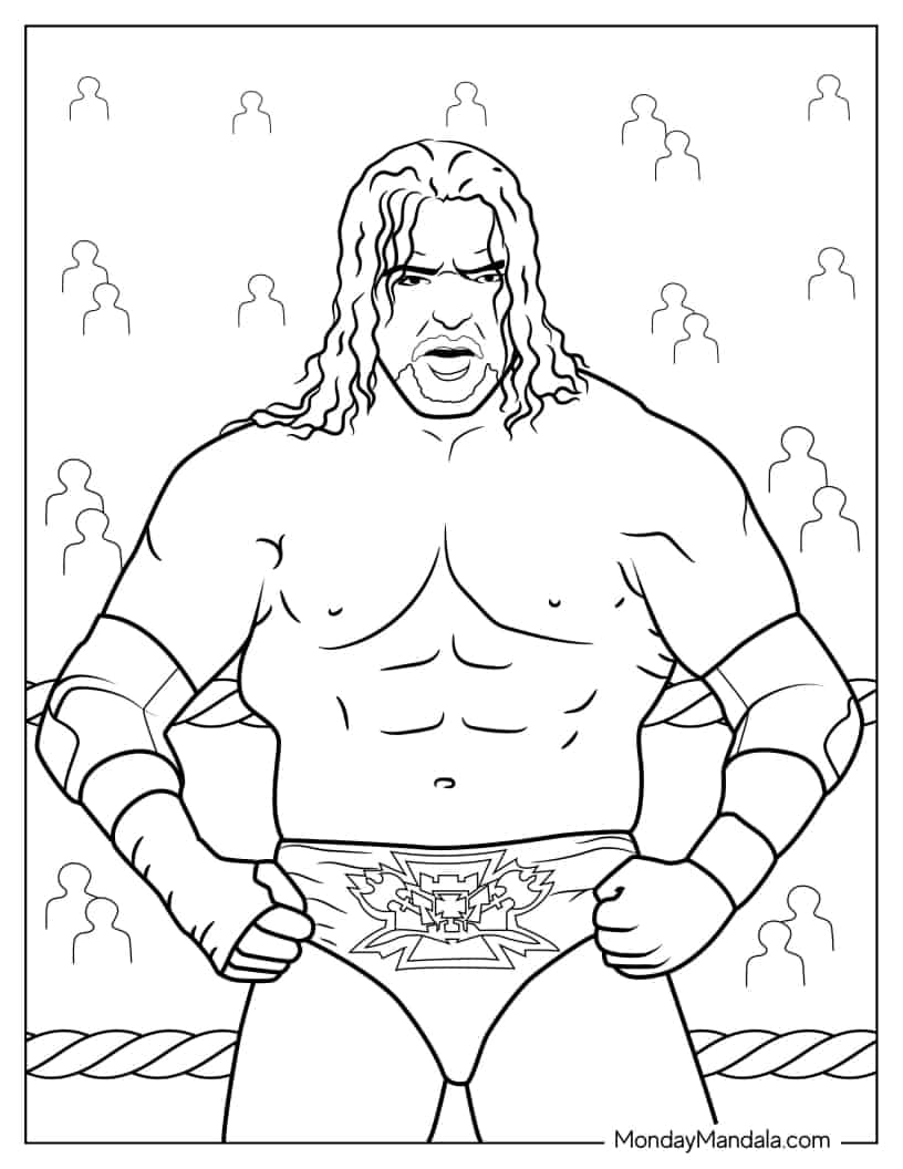 Triple H WWE Wrestler In The Ring coloring page