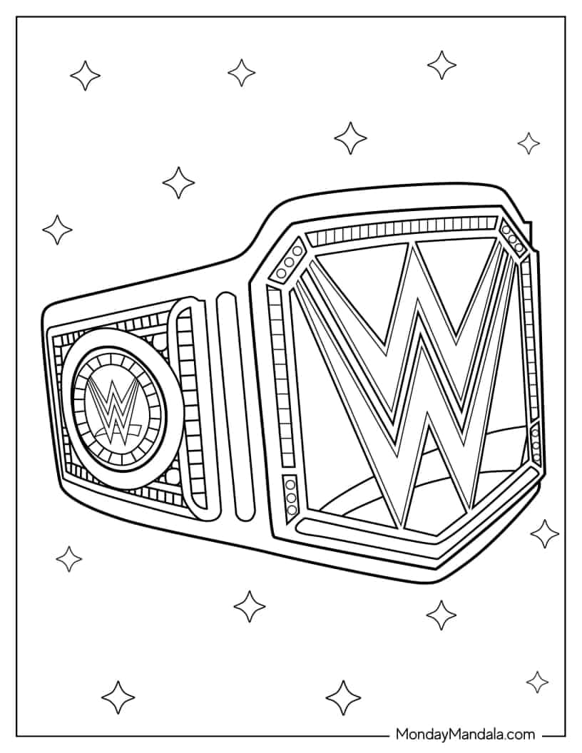 WWE Championship Wrestling Belt Coloring Page coloring page