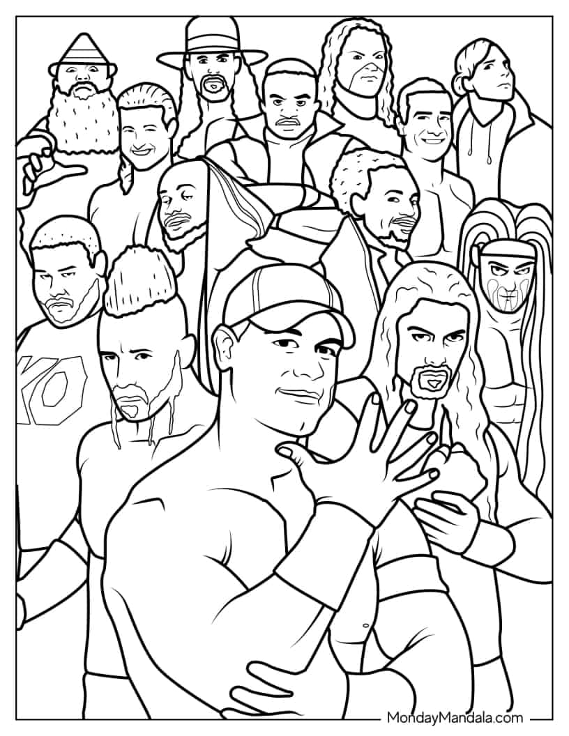 WWE Superstars Coloring Page coloring page