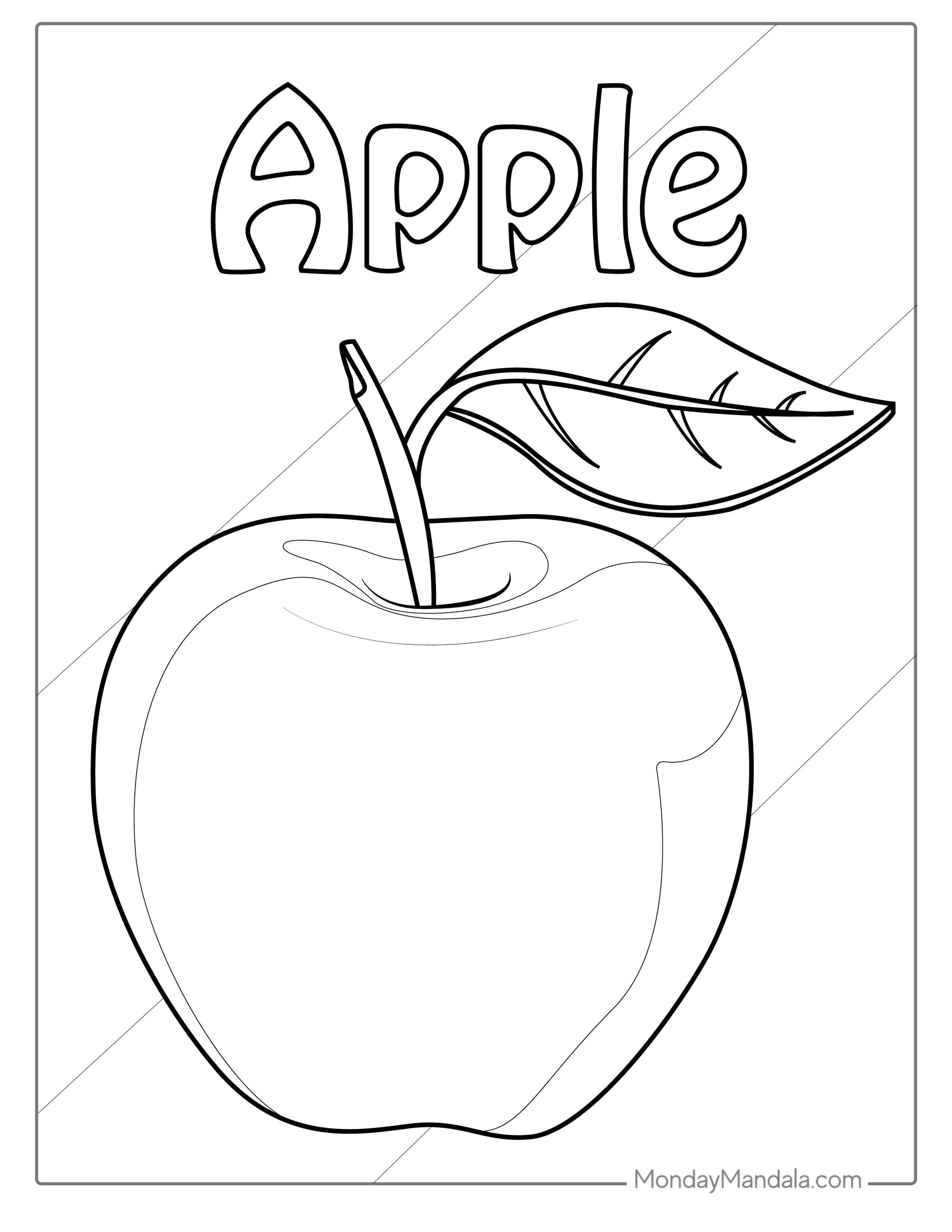Apple Coloring Page With Word coloring page