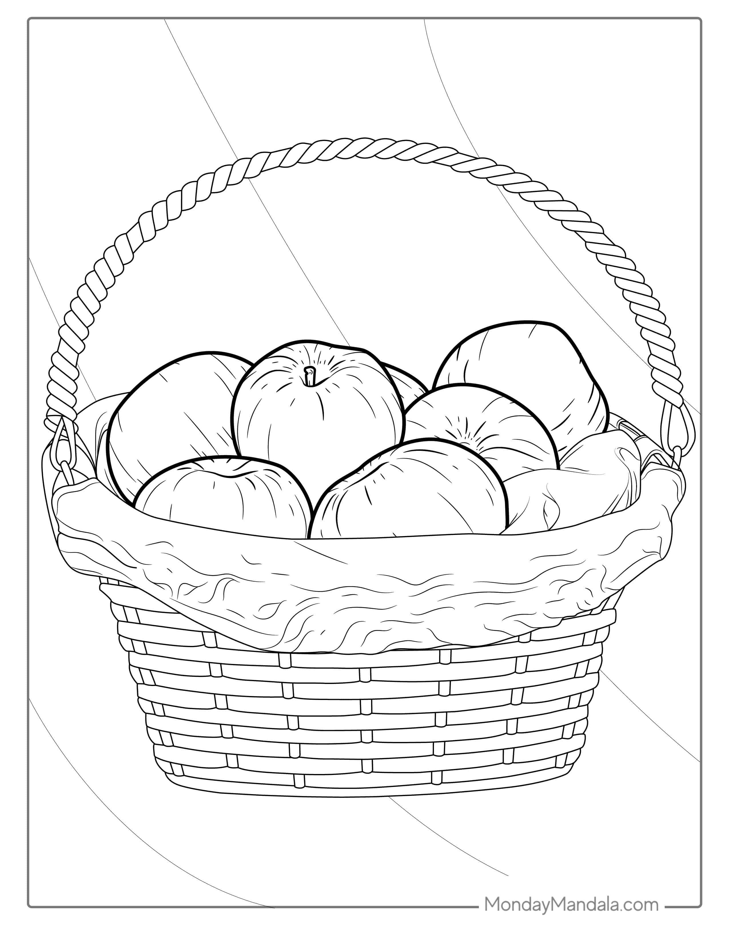 Basket Of Gala Apples To Color coloring page