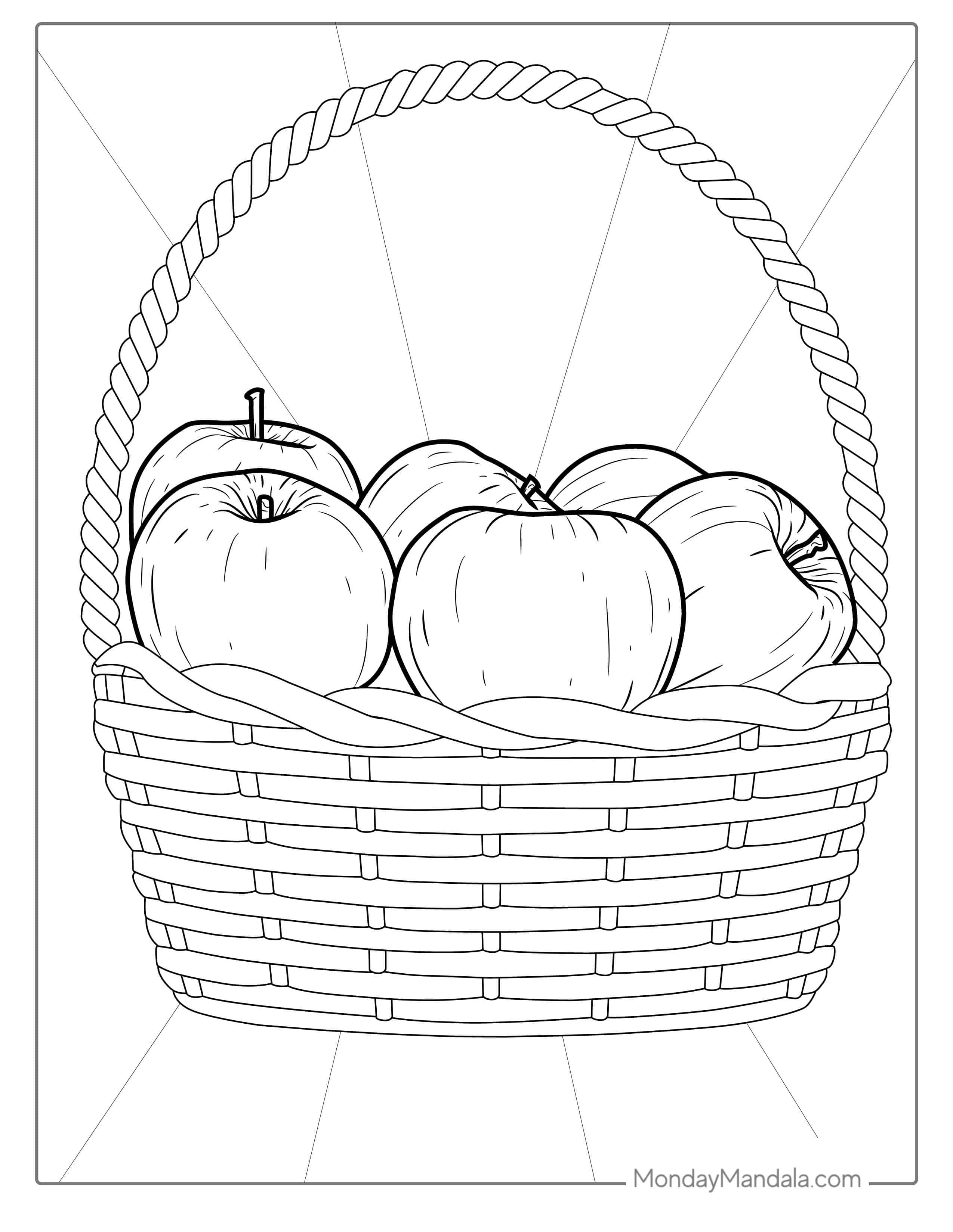 Basket Of Honeycrisp Apples To Color coloring page
