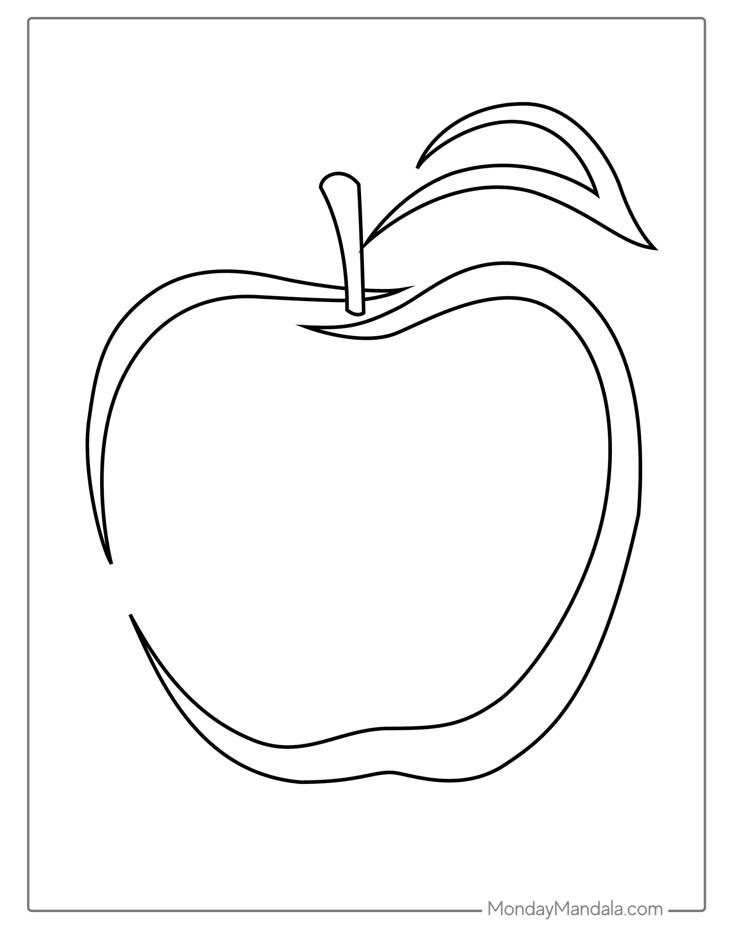 Stencil Of An Apple And Coloring Sheet coloring page — printable line art