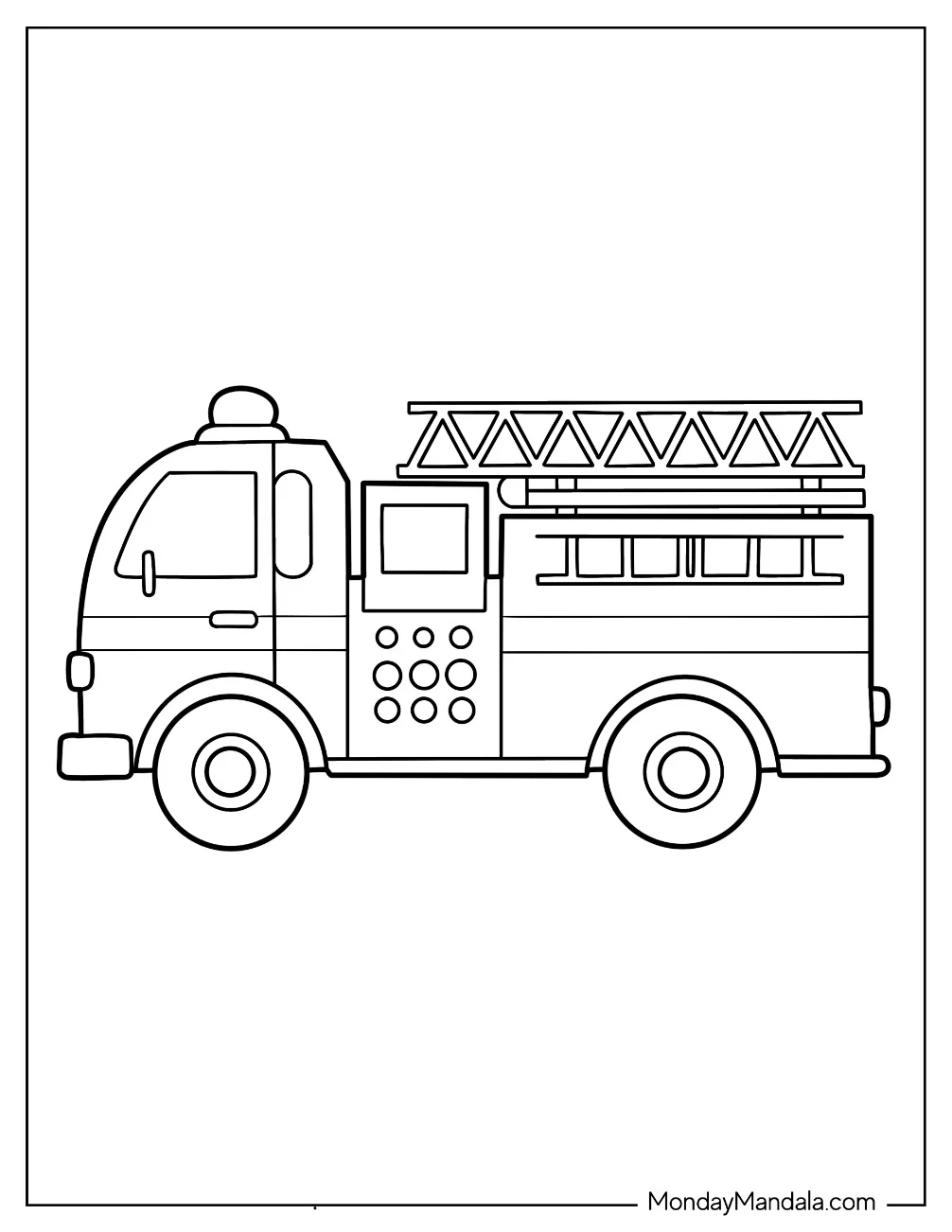 Cute Little Fire Truck Coloring Page For Preschoolers coloring page