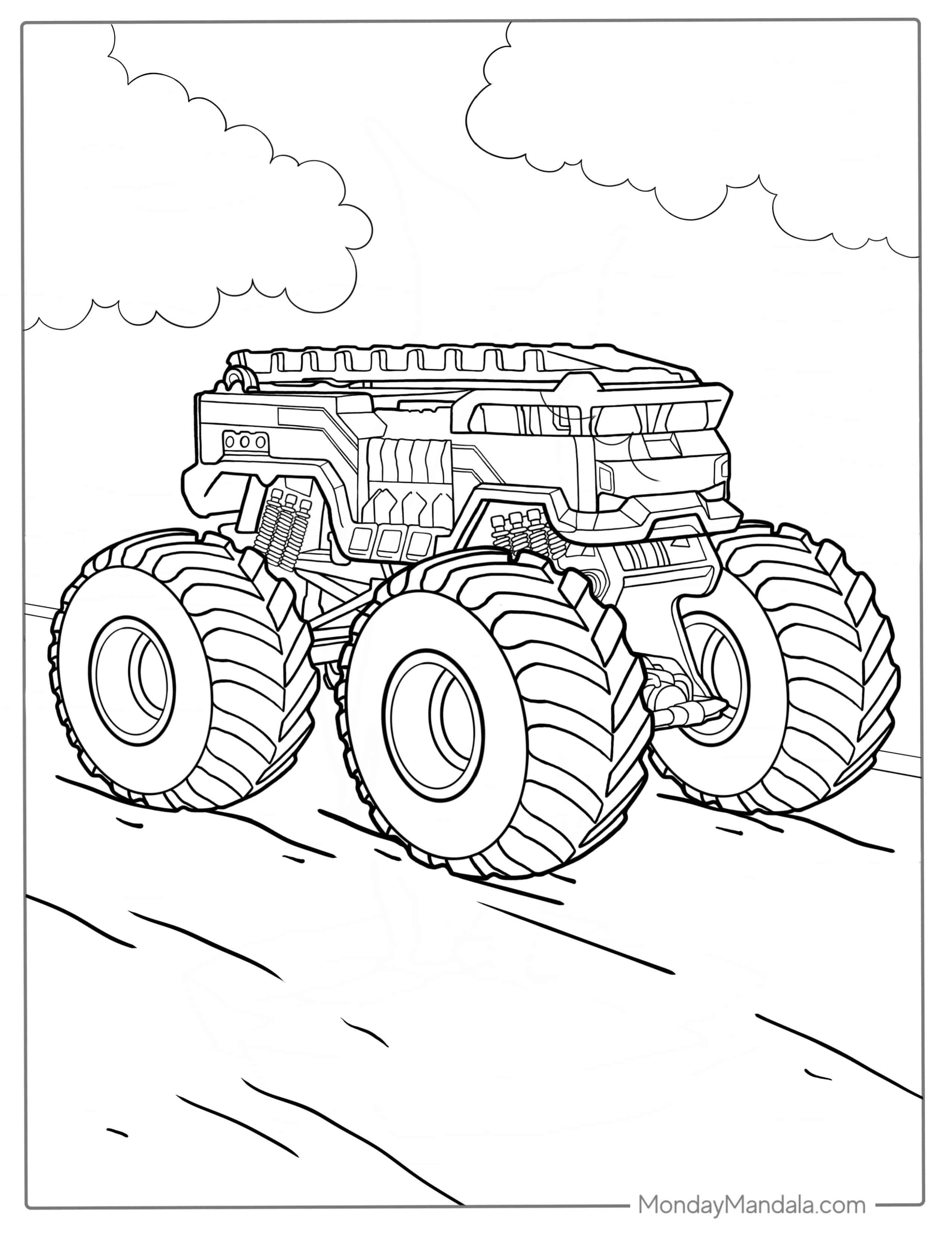 Large Monster Fire Truck For Kids coloring page