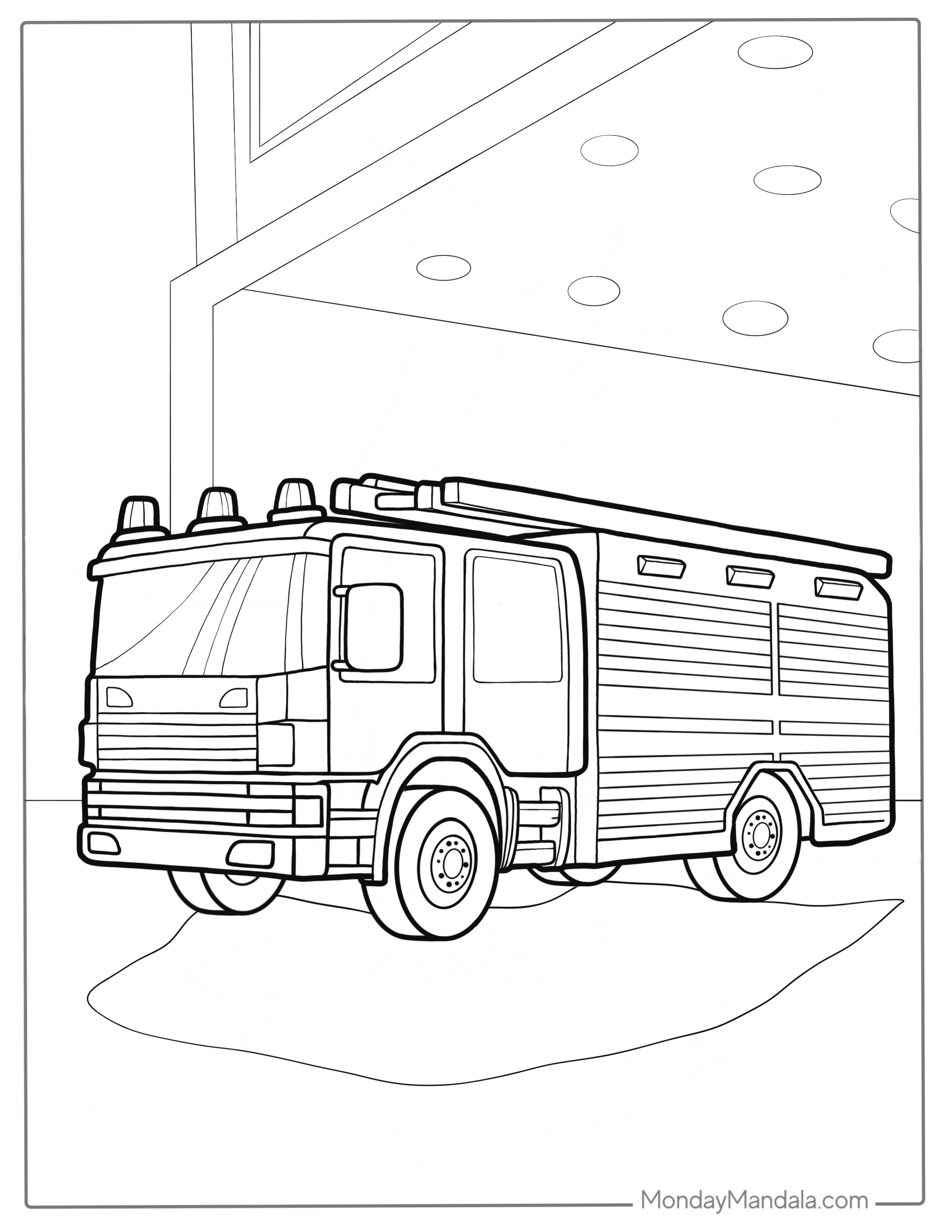 Modern Day Fire Engine Coloring Page coloring page — printable line art