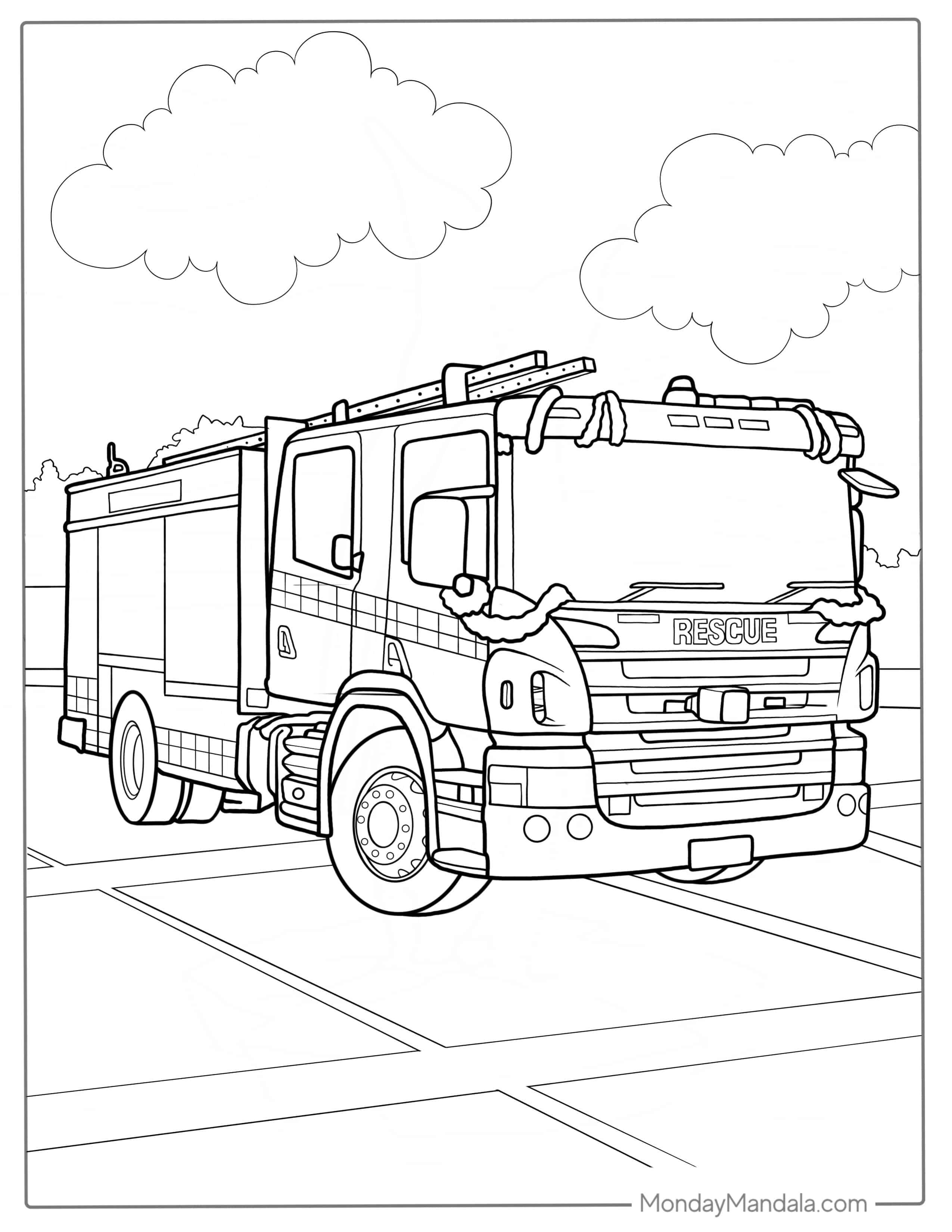 Scania Fire Engine Coloring Page coloring page